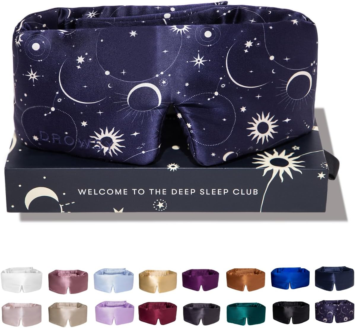 The Original Drowsy Sleep Co. 22 Momme, Mulberry Silk Eye Mask. Super Soft. anti Ageing. Complete Blackout. (Black Jade)