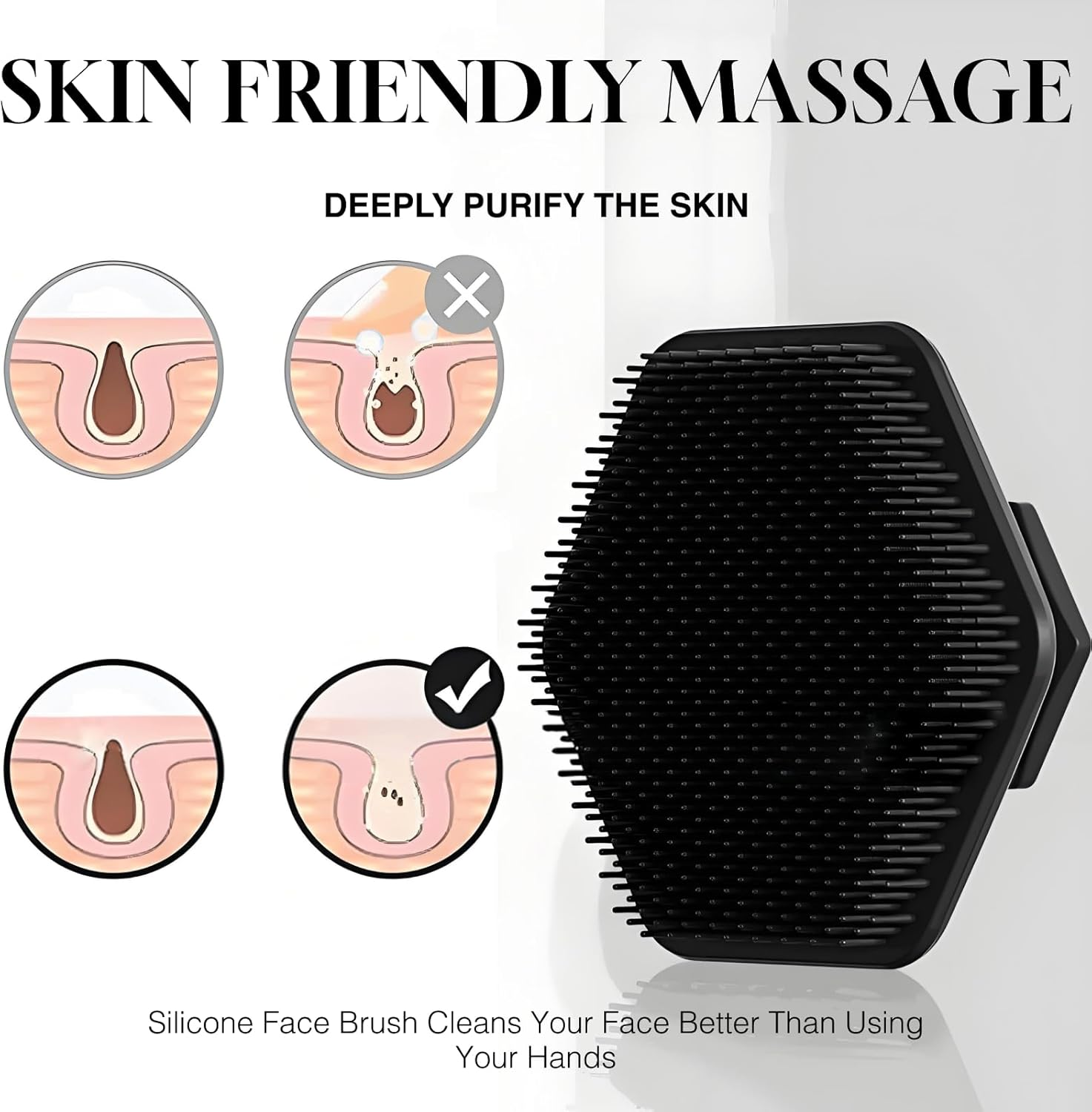 2Pcs Men'S Face Scrubber, Silicone Facial Cleansing Brush, Ergonomic Design for Deep Clean, Removes Dead Skin, Ideal for Sensitive Skin, with Hanging Hole,Charcoal image number 5