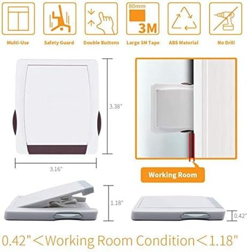 Child Proof Window Sliding Door Lock (Suit for Working Space over 1.06Cm and under 3Cm) Strong Adhesive Sliding Door Security Lock for Your Baby Safe and Protect Kid (2 Packs, Grey)