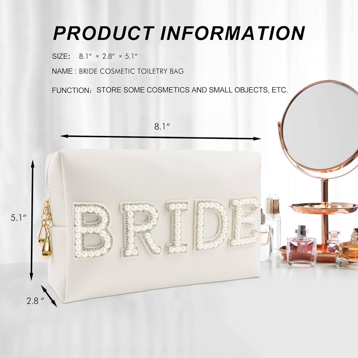 Kovewon Cosmetic Bags, White, Bride image number 6