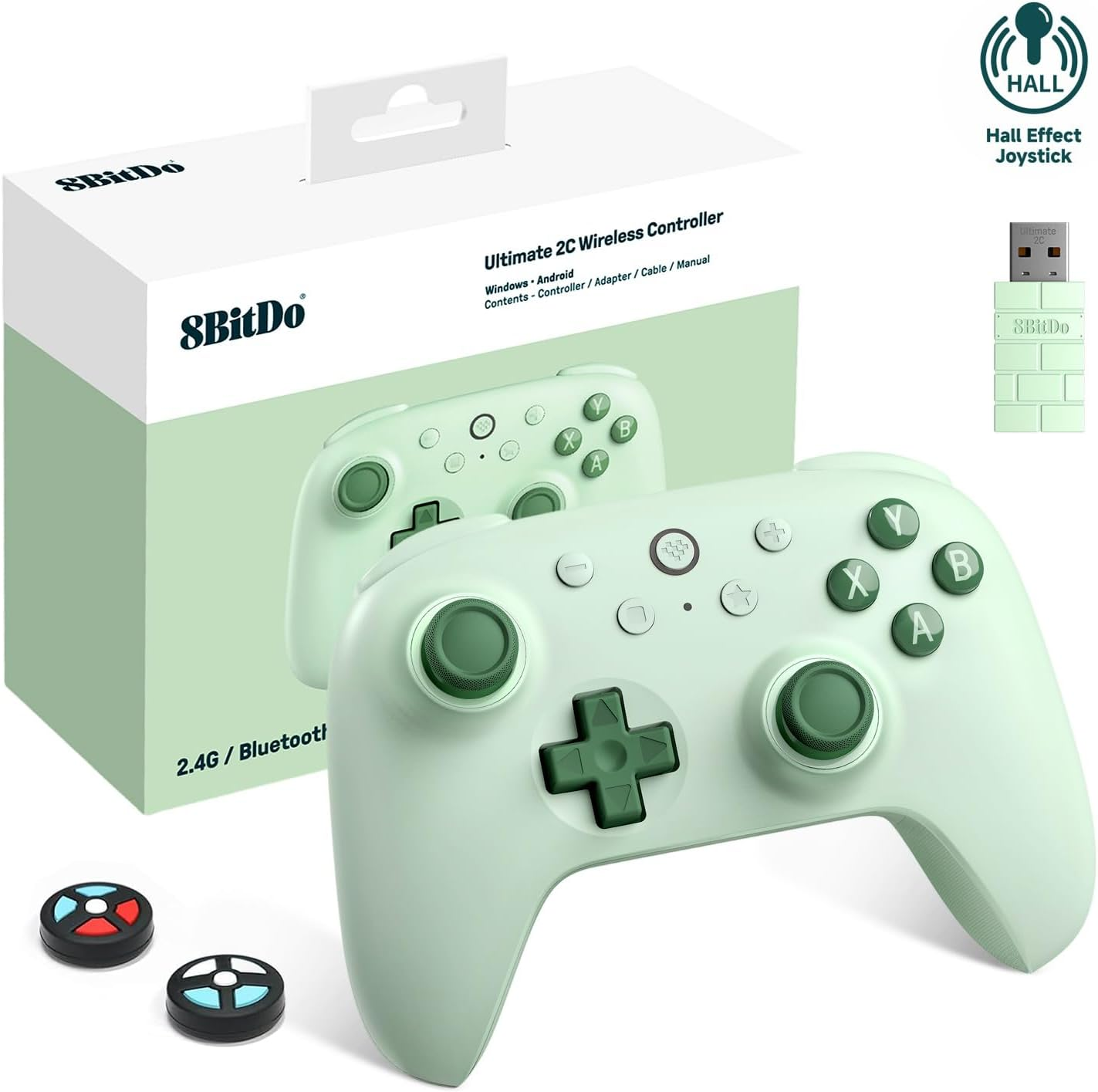 8Bitdo Ultimate C 2.4G Wireless Controller for Windows PC, Android, Steam Deck and Raspberry Pi, 25 Hours of Play with 2 Hours Charging Time (Green)