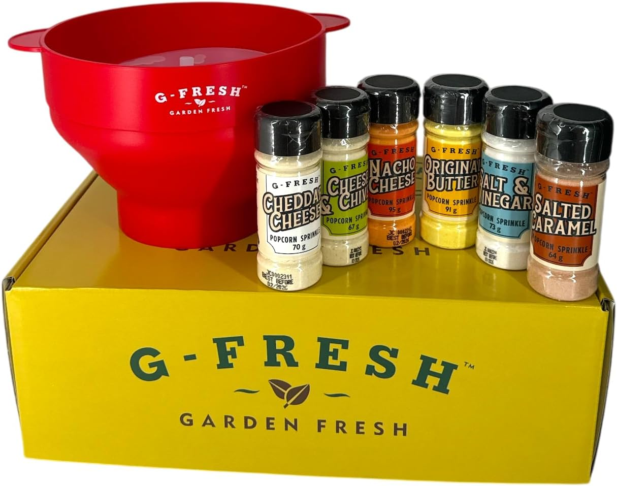 Ultimate Movie Night Value Pack Includes Microwave Popcorn Popper & G-Fresh Popcorn Sprinkle 6 Pack