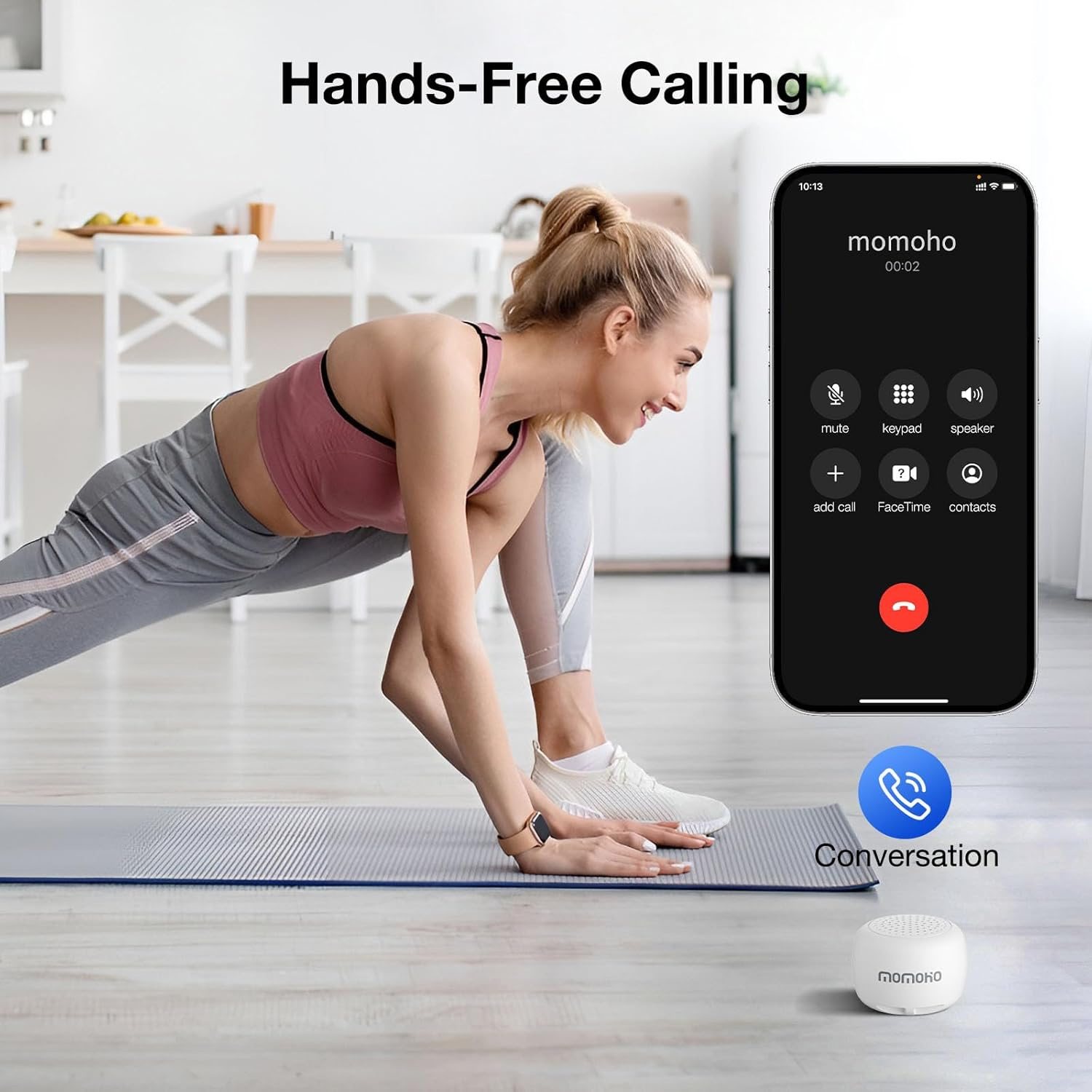 Momoho Mini Bluetooth Speaker with Remote Shutter, Small and Tiny Waterproof Bluetooth Speaker, Portable Bluetooth Speaker Wireless - Black image number 3