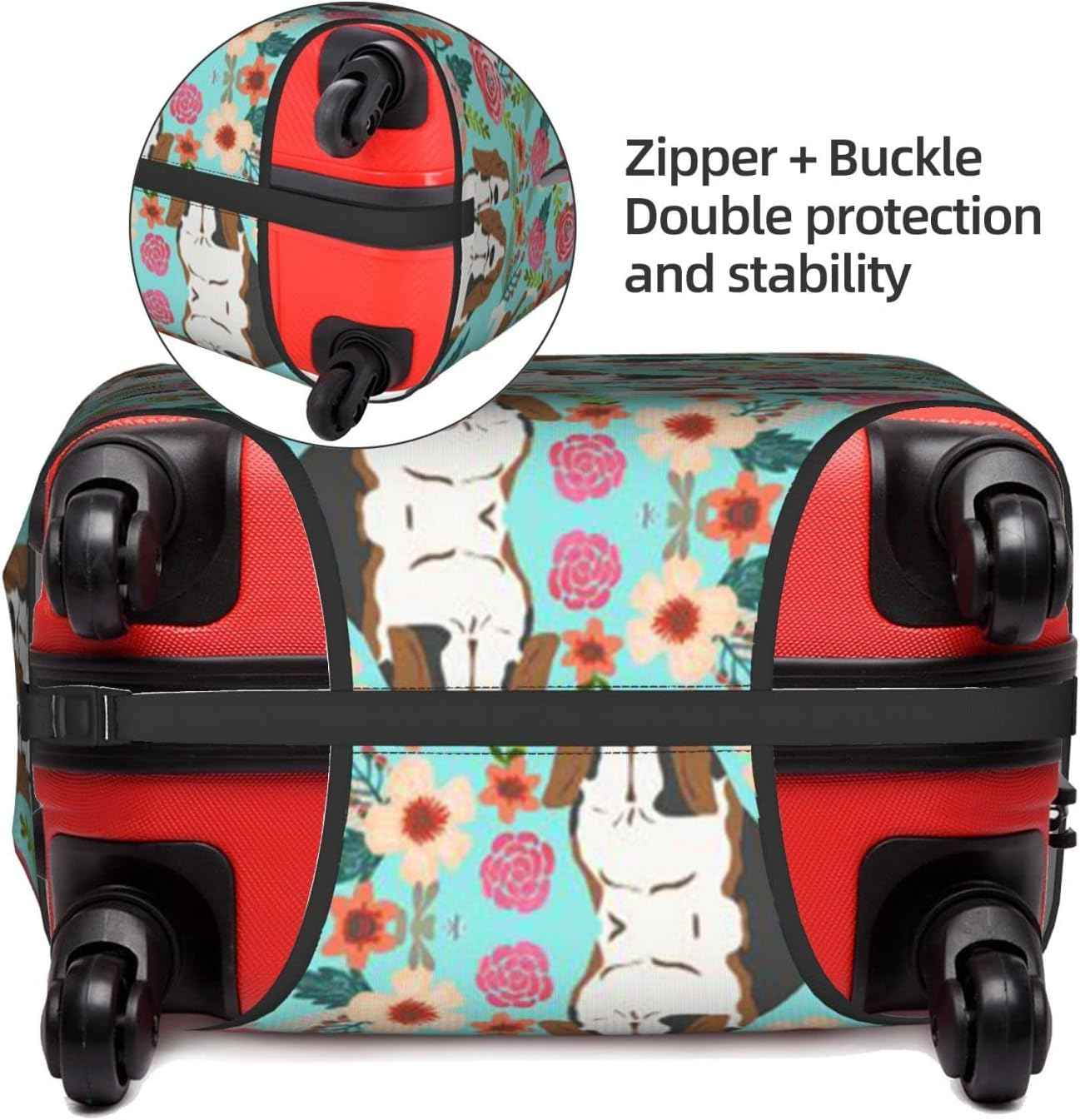 Sweet Basset Hound Florals Luggage Cover Anti-Scratch Suitcase Protector Fits 18-32 Inch Luggage image number 1