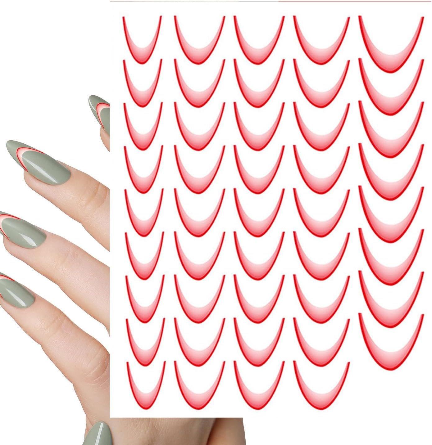 Qikam French Nail Sticker,Gradient French Tips Nail Stickers | Manicure Stickers, Women Nail Foil, Fingertip Stickers, Nail Design Stickers for Women