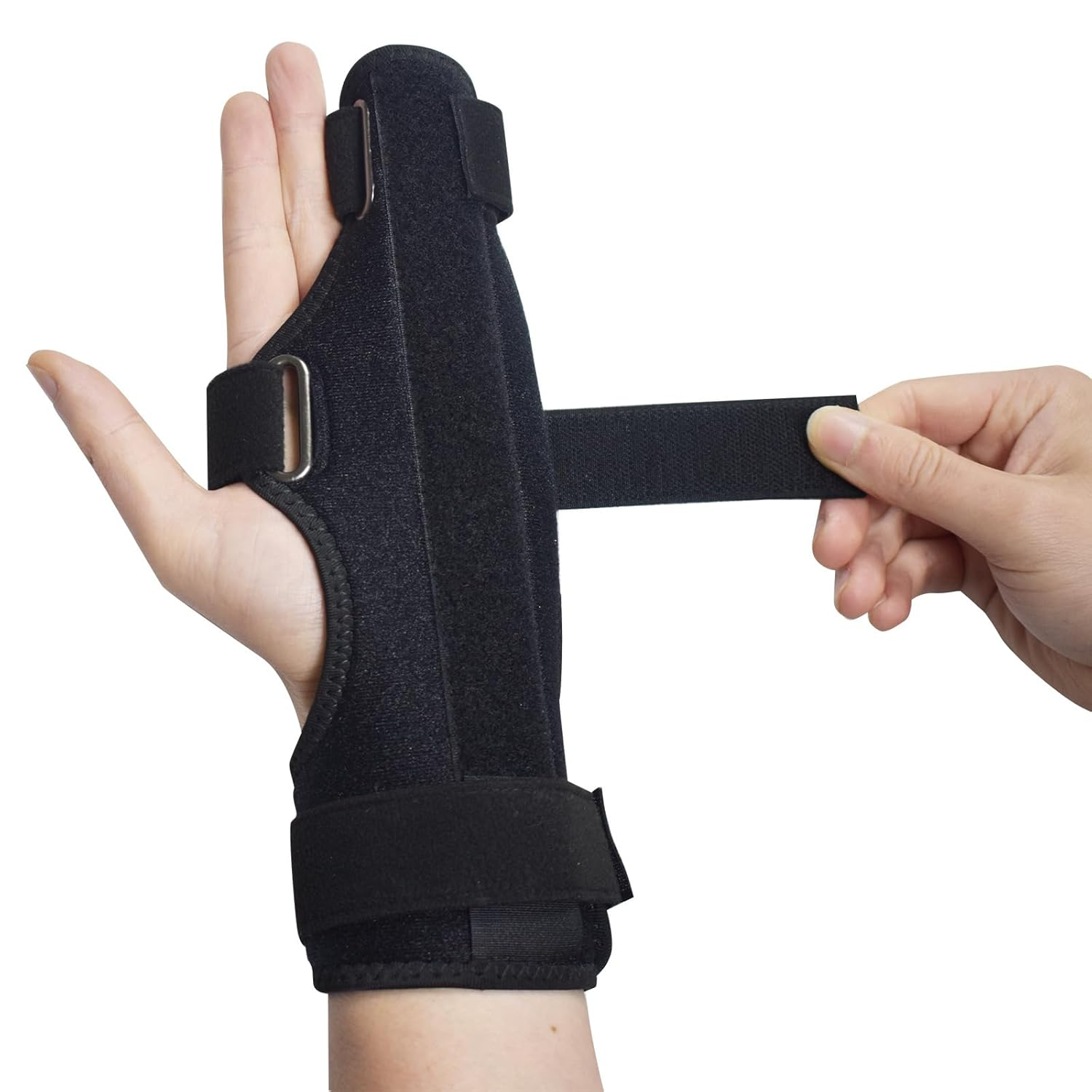 The Boxer Orthopedic Hand & Wrist Brace &ndash; Wrist Support Brace for Women & Men &ndash; Comfortable Wrist & Hand Wraps W/Finger Splints for Metacarpal Fracture, Sprain, or Swelling (Black) (Black, M) image number 1