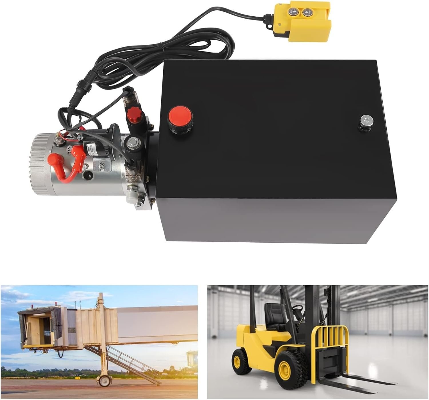 Double Acting Hydraulic Power Unit, 6/8/10 Quart Dump Trailer Hydraulic Pump DC 12V, with Metal Oil Reservoir Power Unit, for Dump Trailer Car Lifting, Remotely Controlled(8 Quart) image number 6