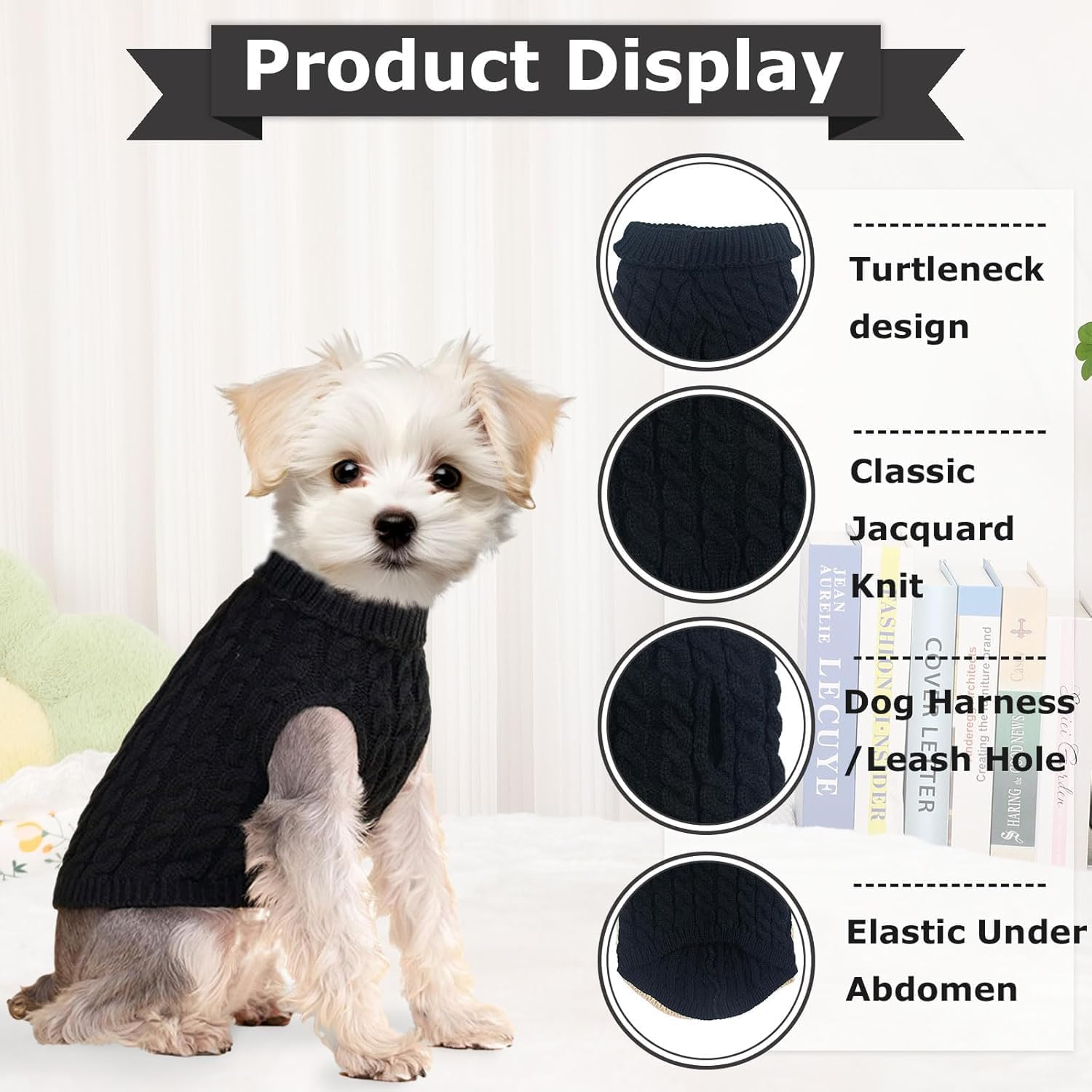 Dog Sweaters 2-Pack Australia - Warm Knitted Turtleneck Jumpers for Small Dogs & Cats Winter Pet Clothes Set | Machine Washable | Striped Design | Perfect for Aussie Climate(Black-S) image number 3