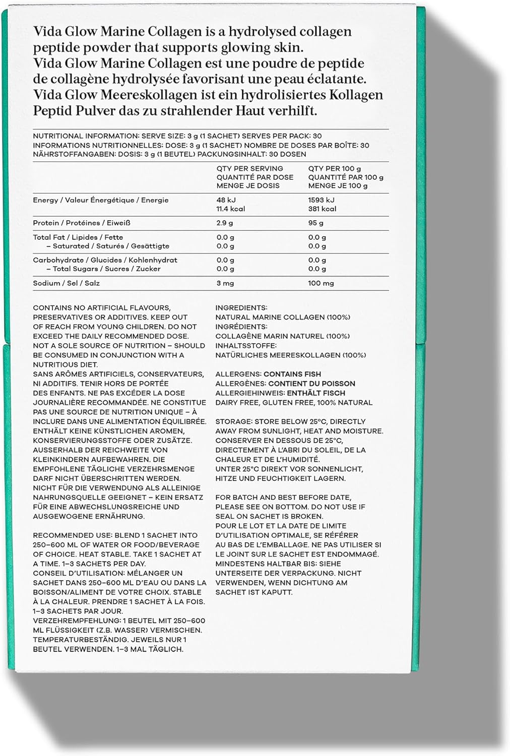 Vida Glow Daily Essential Natural Marine Collagen Sachets 30 X 3G Original image number 3