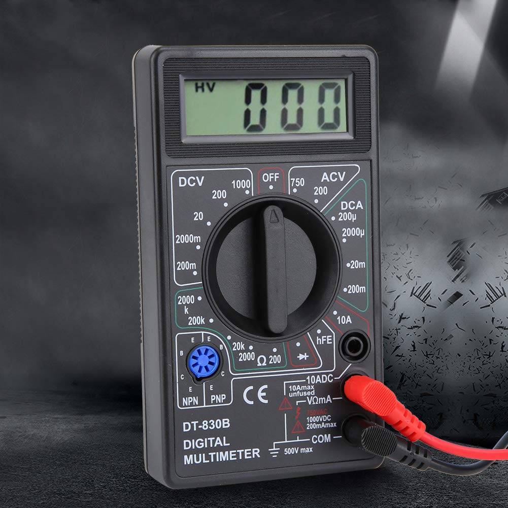 LCD Digital Multimeter, Multimeter, with Large Screen Display Rubber for Factories Radio Enthusiasts Families Laboratories(-830B Black) image number 3