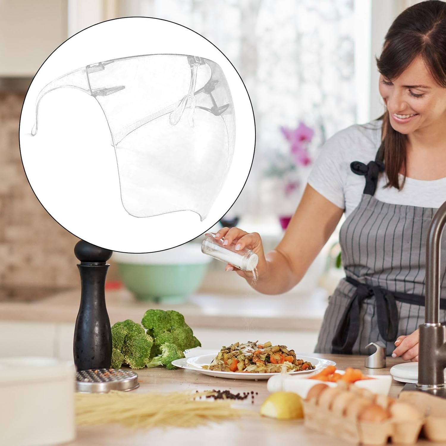 Full Face Shield - Anti-Fog Protective Full Face Shield,High-Definition Protective Facial Cover Anti-Fog Eye Protection for Painting, Construction & Mowing image number 6