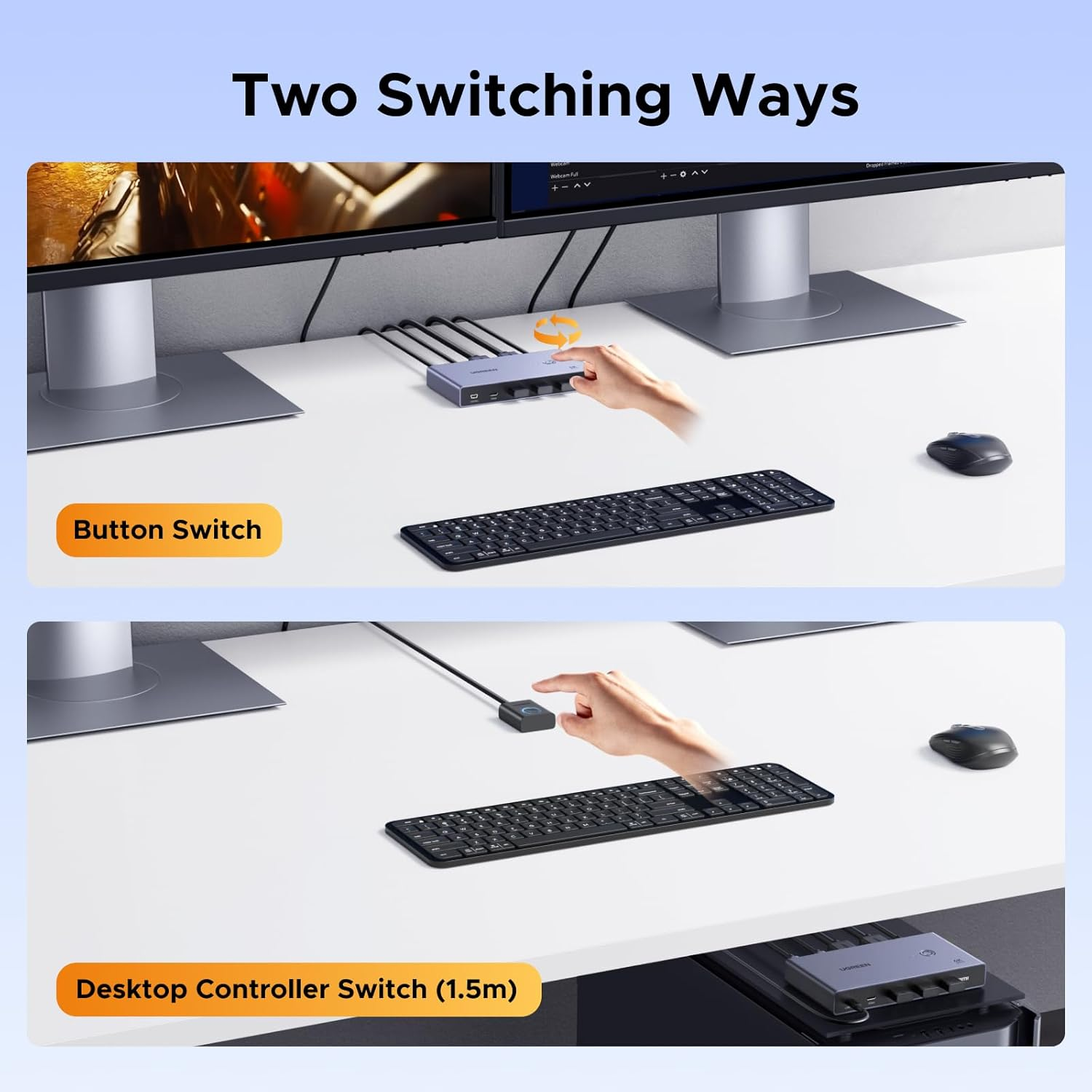 UGREEN USB-C+HDMI KVM Switch 2 in 1 Out 4K@60Hz, 5Gbps High-Speed Transmission 2Pcs Sharing 1 Monitor & 4 USB 3.0 Devices, 4 Port USB C & a Switcher Sharing Keyboard and Mouse, Printer/Scanner image number 2