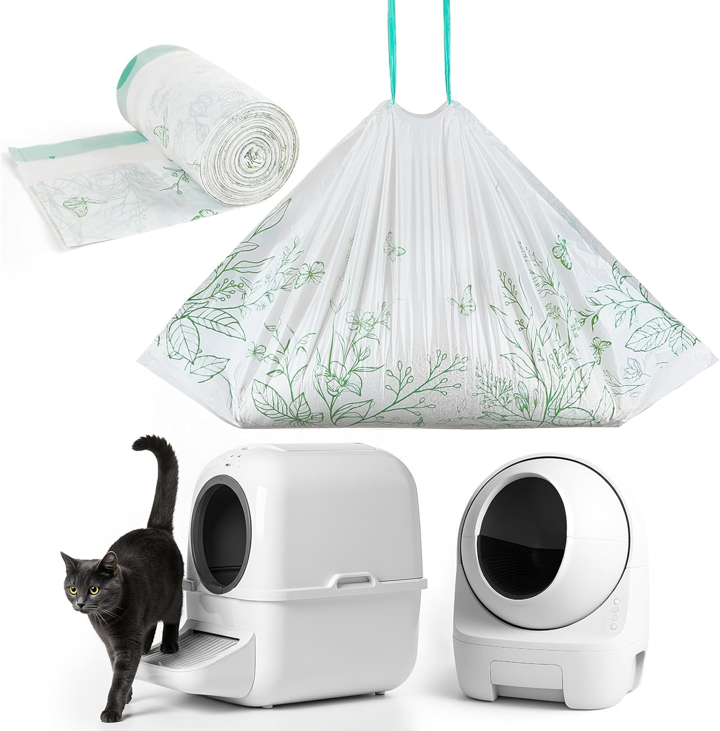 Glittme Cat Litter Box Liners 26"X16" - Heavy Duty Waste Drawer Bags for Automatic Self-Cleaning Litter Boxes - Leak-Proof, Tear-Resistant Refills for Small Trays (30 Counts) image number 3