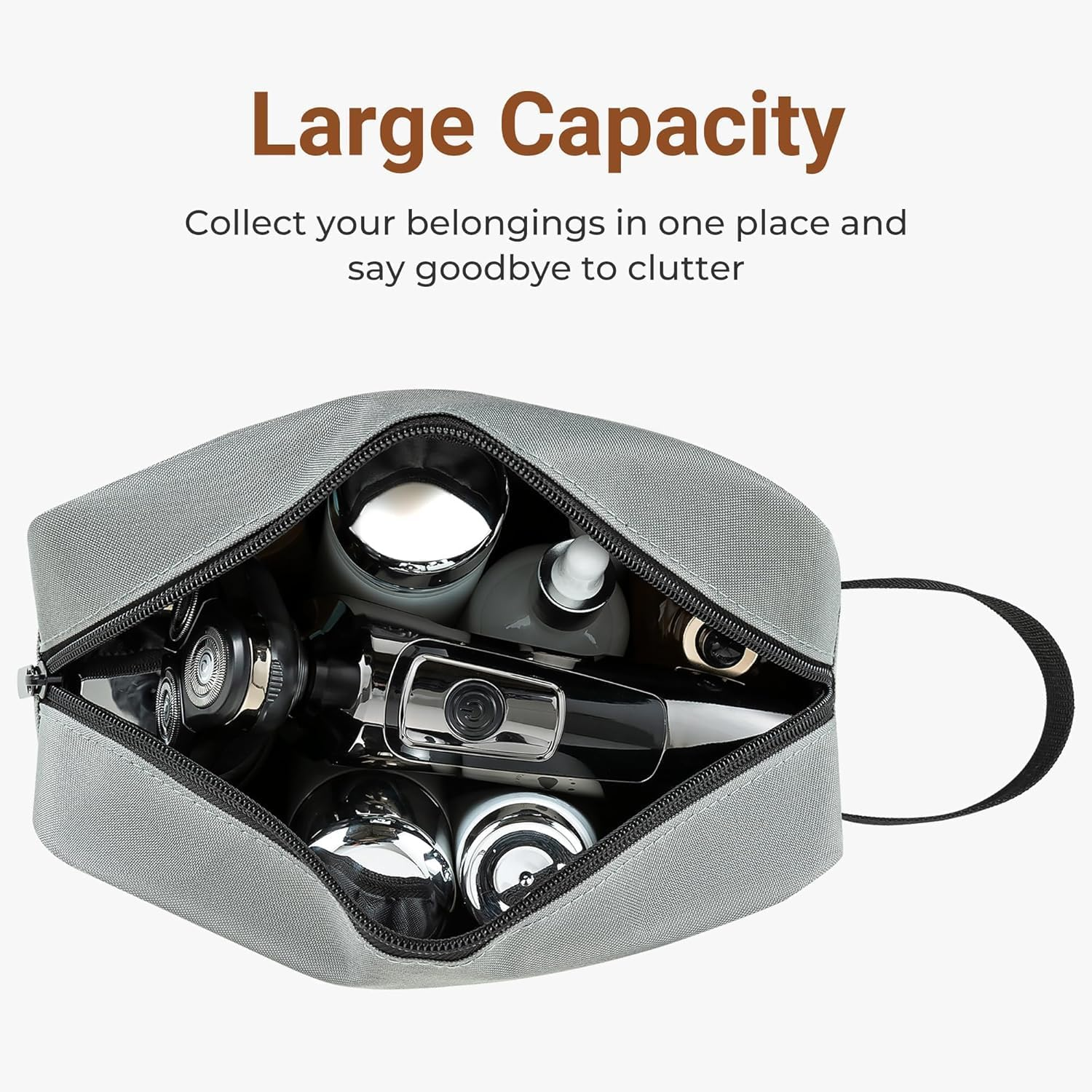 Mumoo Bear Travel Toiletry Bag for Women and Men, Lightweight Makeup Bag Hanging Dopp Kit with Shaving Compartment Cosmetic Organizer Small Tool Bag Travel Essentials（Grey） image number 3