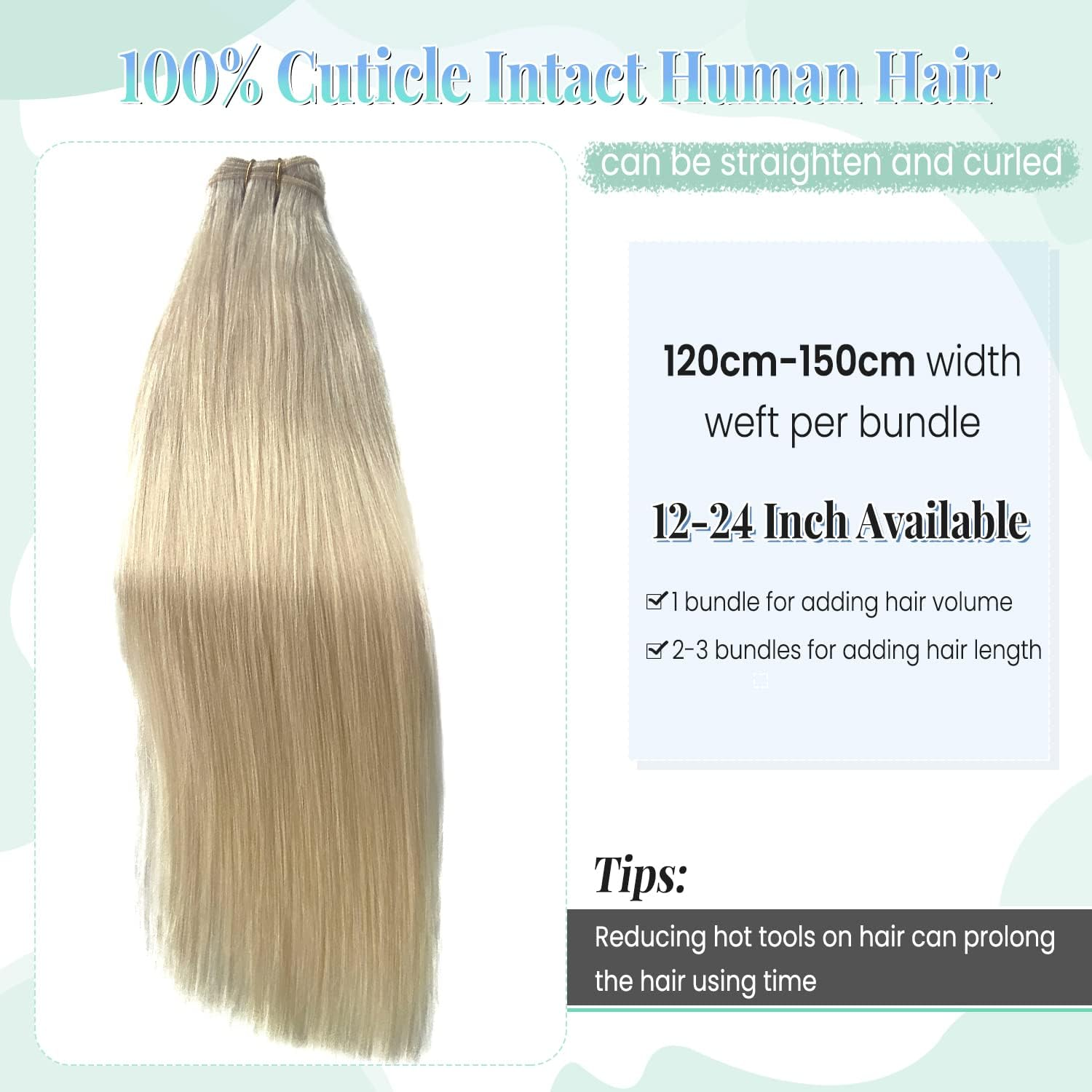Ubetta Weft Hair Extensions Human Hair, Blonde Sew in Hair Extensions Real Human Hair, 16 Inch 100G Hand Tied Weft Hair Extensions Human Hair Weave Bundles for Women image number 6