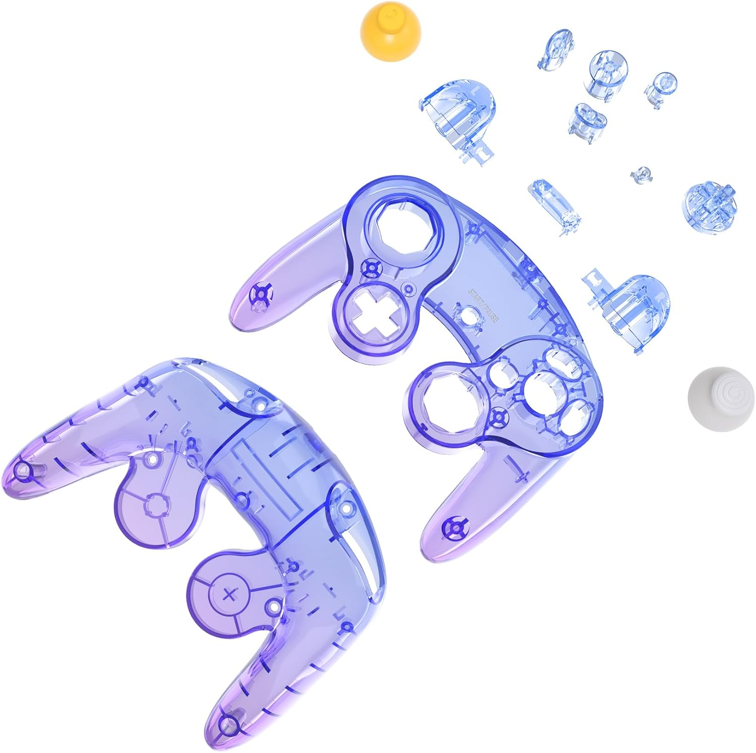 Extremerate Gradient Translucent Bluebell Faceplate Backplate for Nintendo Gamecube Controller, Custom DIY Replacement Housing Shell Cover with Buttons for Nintendo Gamecube Controller - No Controller - Cherry Blossoms Pink image number 4