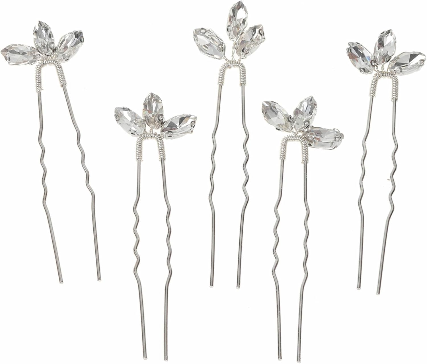 Resweky Pack of 5 Bridal Wedding Crystal Pins Silver Sparkly Rhinestone Bridal Hair Pieces Bridal Hair Accessories for Women and Girls image number 3