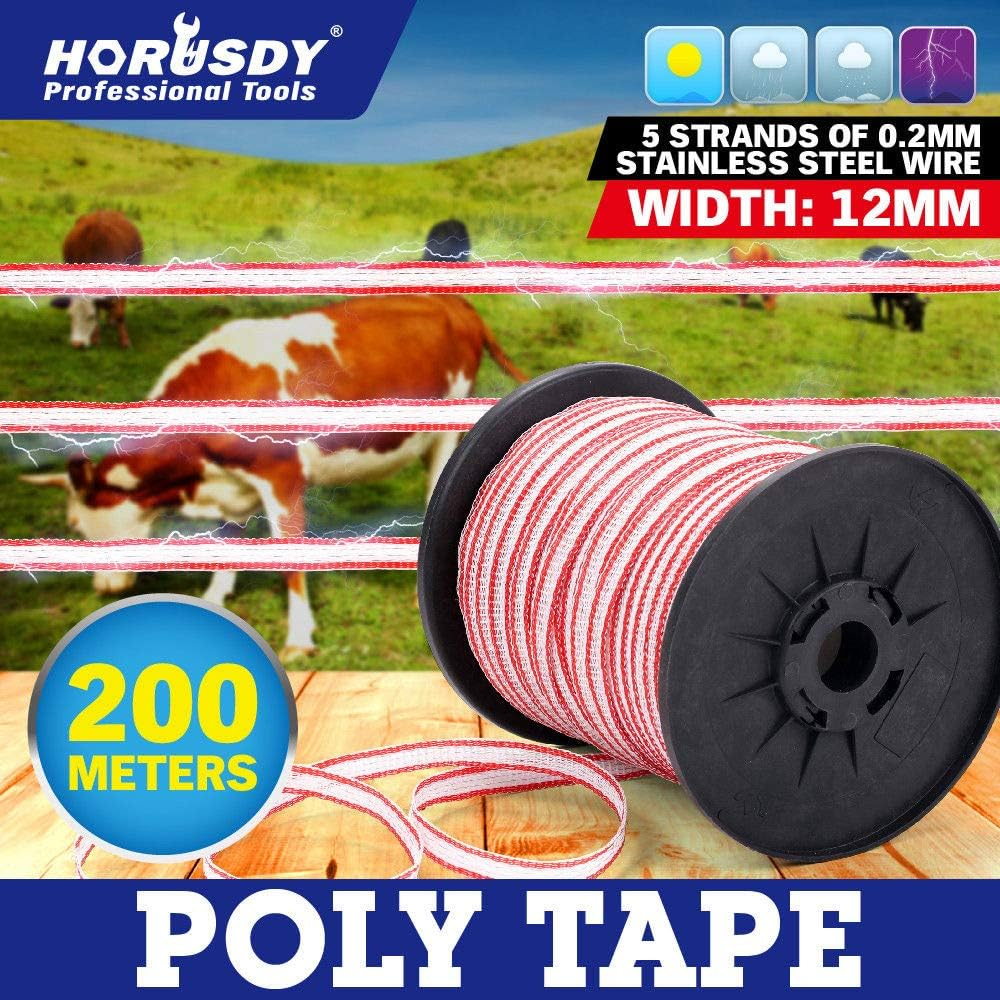 200M Roll Poly Tape Electric Fence Temporary Fencing Kit Stainless Steel Wire image number 2