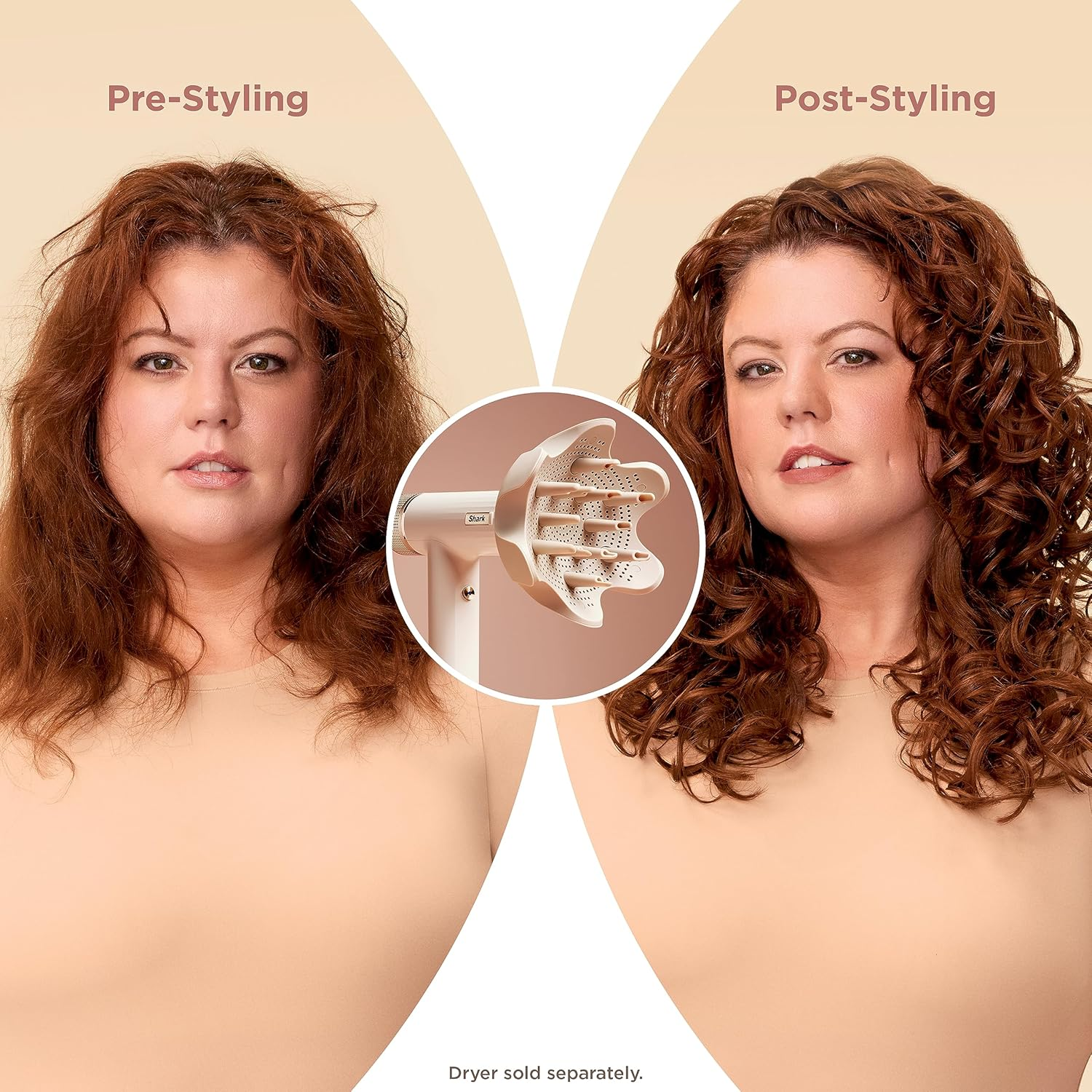 Shark XSKHD3DA Speedstyle Defrizzfast Diffuser, Attachment for Shark Speedstyle Blow Dryers, Styling Tool for Wavy, Curly, & Coily Hair, Define Natural Curls, Extendable Prongs, Stone image number 3