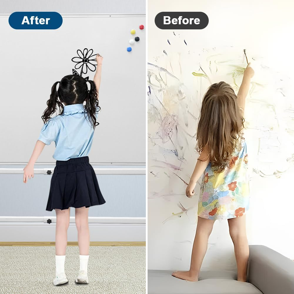 ALSTON 120X90CM Mobile Whiteboard Portable Rolling Magnetic Whiteboard Height Adjustable Panel Rotatable with Magnetic Eraser and 2 Sets Marker for Office Classroom Home image number 4