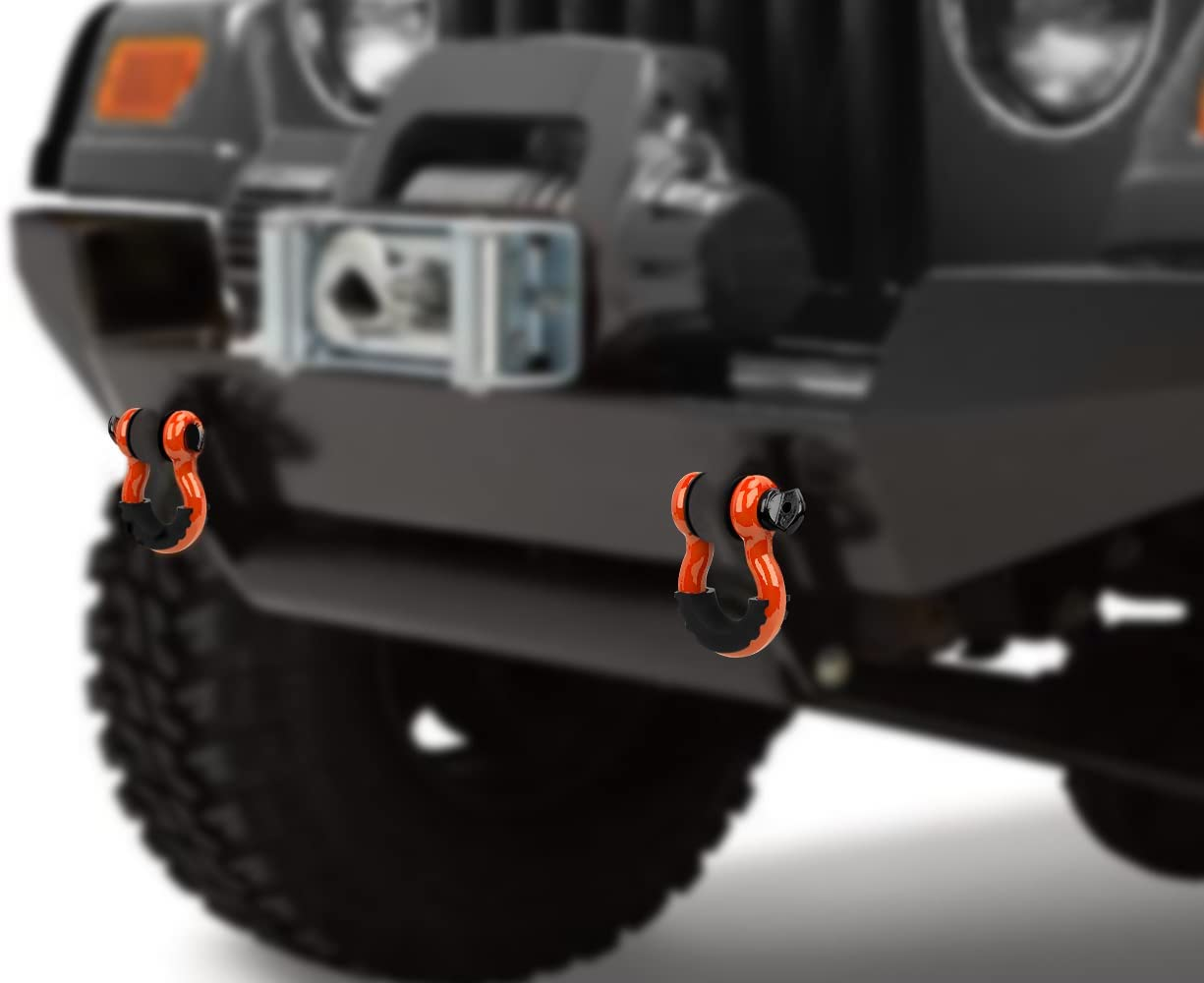 LIBERRWAY Shackles 3/4" (2 Pack) D Ring Shackle Rugged off Road Shackles 28.5 Ton (57,000 Lbs) Maximum Break Strength with 7/8'' Pin Heavy Duty D Ring for Vehicle Recovery, Orange image number 4