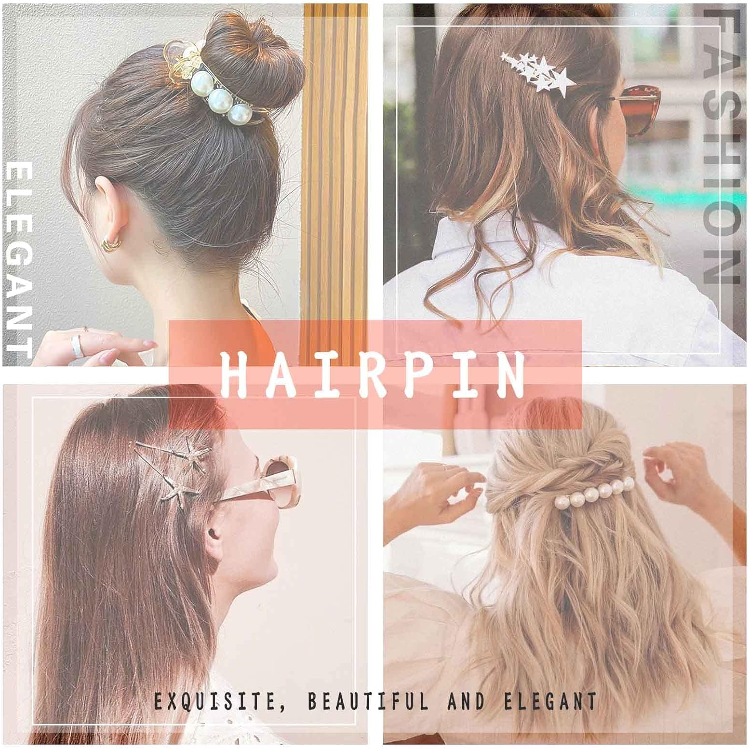 Wendalern Punk Pin Hair Clip Headpiece Needle Shape Hair Clip Hair Brooch Needle Shape Hair Clip Gold Hollow Hair Clips Minimalist Hair Decorative Hair Accessories for Women and Girls image number 1