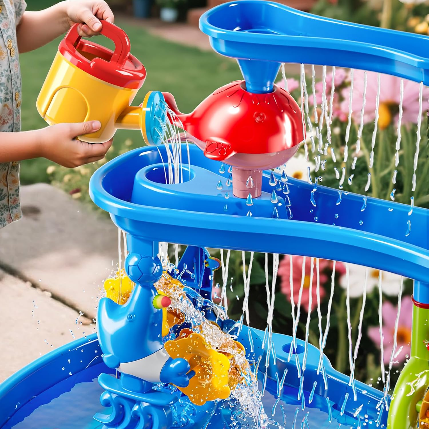 MSKOLER 3 Tier Water Table with Chair for Toddlers 3 4 5 Years Old &ndash; Kids Outdoor Sensory Play Table for Backyard or Beach Fun, Party Birthday Gifts for Boys and Girls Ages 4-8 9-12 image number 5