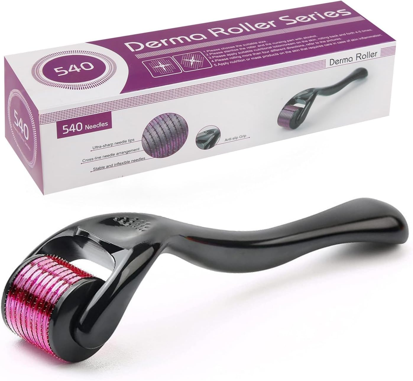 0.5Mm Derma Roller for Skin Hair Care, 540 Titanium Microneedles for Enhances Skin Texture Reduces Fine Line Acne Scars and Promote Healthy Hair Growth for All Skin Types and Home Skincare Treatments image number 2