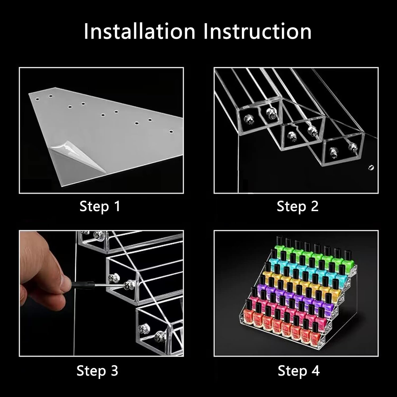 Vencer Acrylic 6 Layers Display Rack Storage Holder,Nail Polish Organizer,Clear Paint Bottles Essential Oil Sunglasses Storage Display Case,Desktop Display Organizer,Larger Capacity,Vmp-002 image number 4