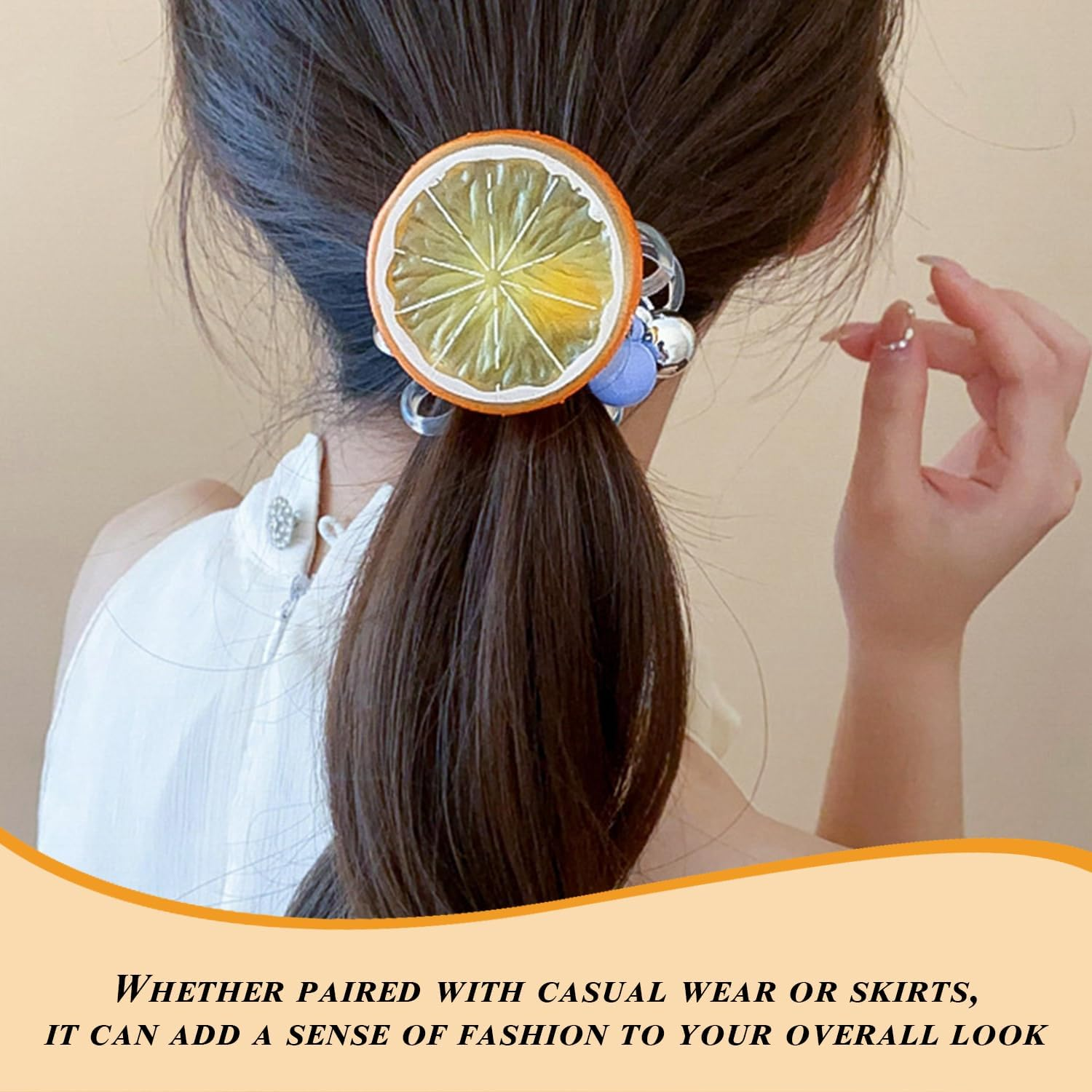 Pack of 2 Orange Hair Clips and 2 Orange Hair Rings, Cute Hair Accessories, Creative Styling Hair Accessories, Accessories for Hairstyle Decoration.