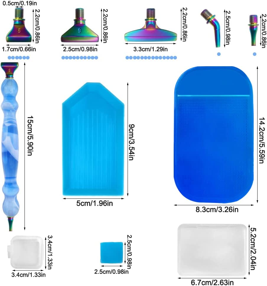 Finegood 16 Pcs Diamond Painting Accessories, Spiral Diamond Art Pens 5D Diamond Painting Pens Kits Diamond Art Accessories Tools for DIY Crafts image number 1
