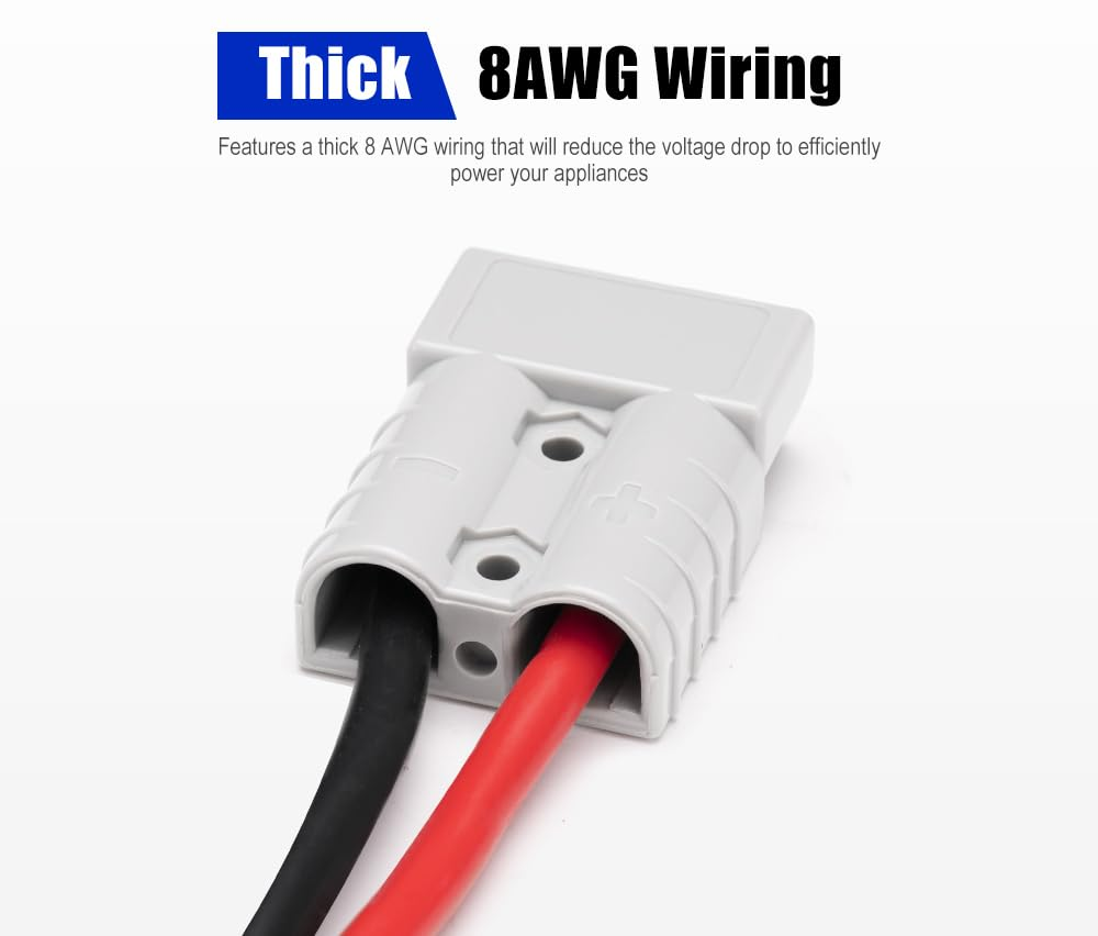 ATEM POWER 6M 50A Battery Extension Cable Anderson Plug - Quick Connector 8AWG Wiring Kit In-Line Fuse, for 4X4 Appliances