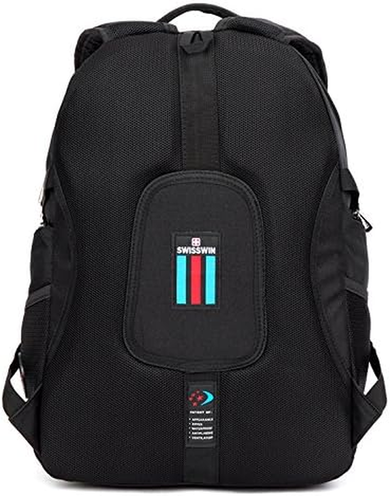 SWISSWIN Swiss Business Backpack Travel Backpack College School Backpack Casual Daypack Daily Shoulder Bag SW8110I Black 15.6 Inch Laptop Notebook Backpack for Men Womens Boys Girls &hellip; image number 1