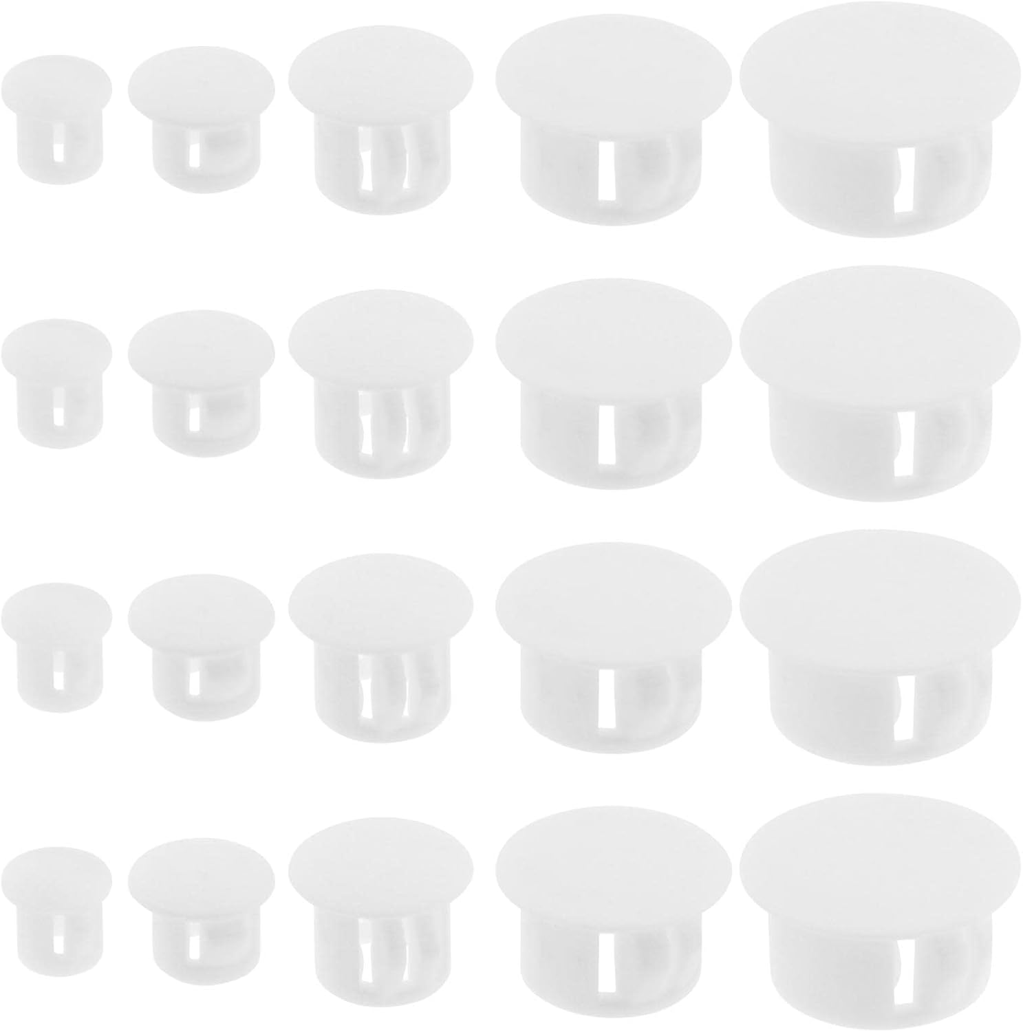 Ecsing 100Pcs Plastic Hole Plug Replacement Flush Type Hole Plugs Snap Furniture Fencing Post Pipe Insert End Caps Accessories for Cabinets Window Frames White