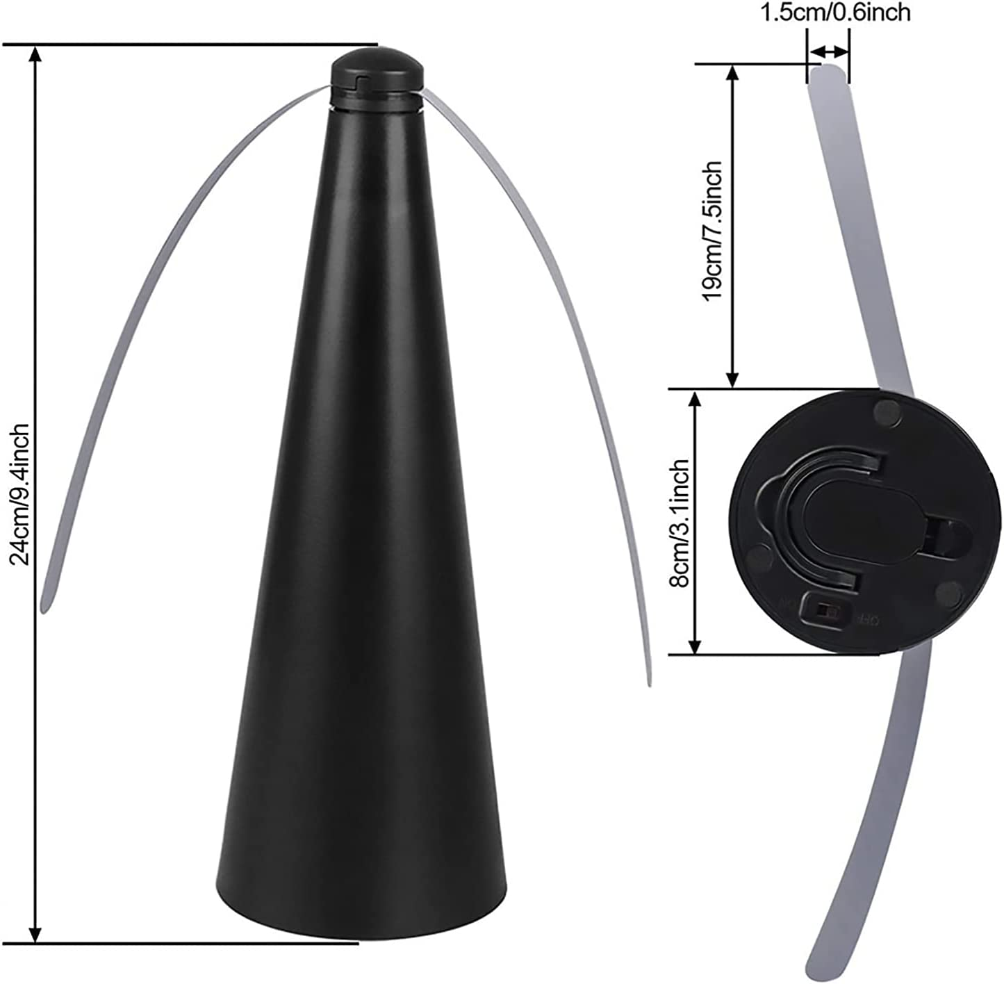 Fly Fans for Tables,Fly Away Rechargeable Repellent Fly Free Entertaining Fly Repellent Portable Fly Swatter Repellent Keep Flies Bugs Away from Food Battery Power Dual Use Kitchen Restaurant Outing image number 3