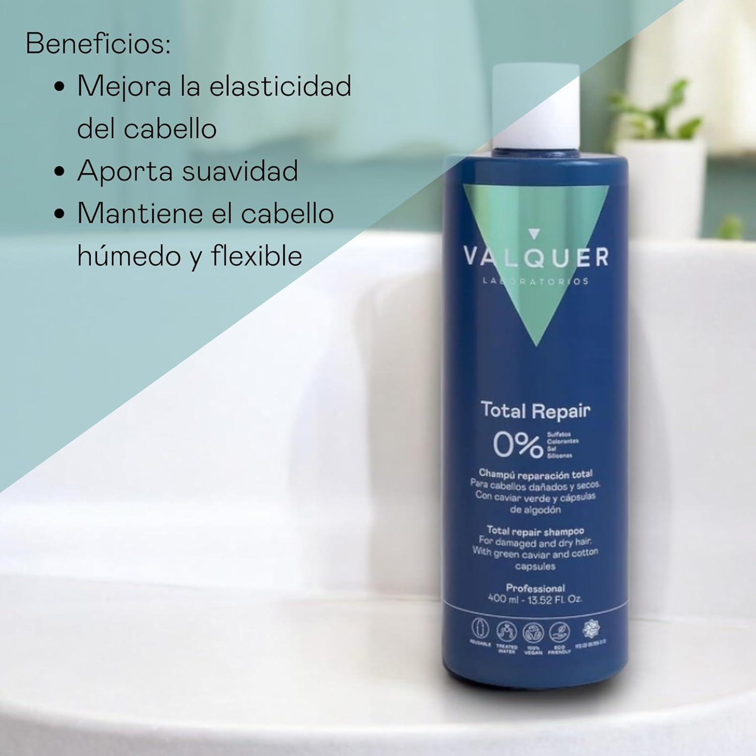 2 in 1 Shampoo & Conditioner TOTAL REPAIR ZERO Sulphates Silicones Colourants Salt 400 Ml image number 3