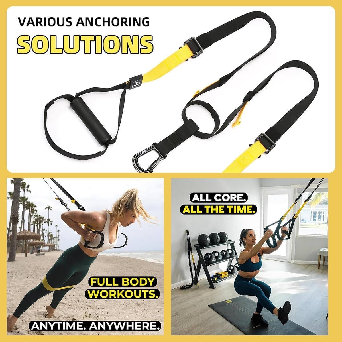 CLOUDSEASON Versatile Suspension Trainer Kit &ndash; Sling Trainer with Carrying Bag 450Kg Max Load Outdoor & Home Gym for Pull-Ups Push-Ups Core Training &Yoga image number 4