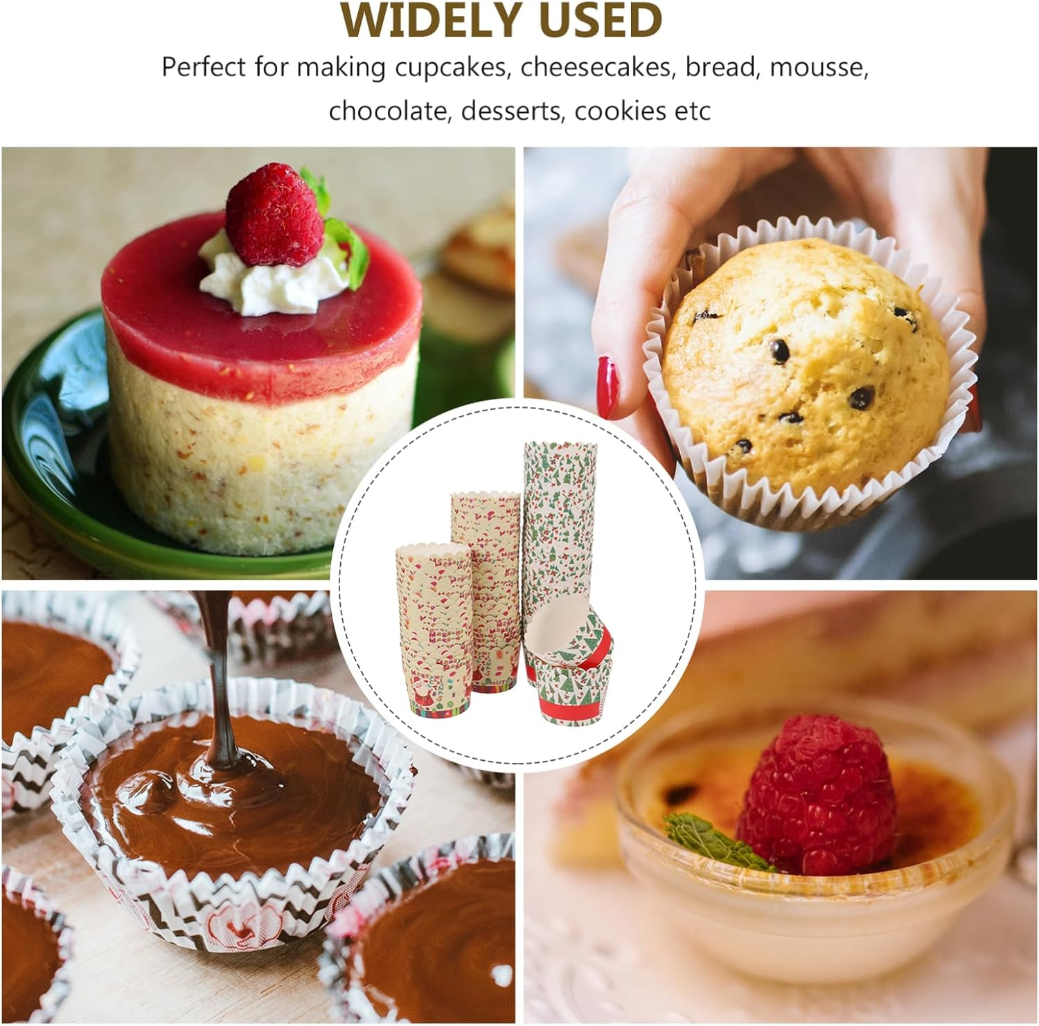 150Pcs Cake S Muffin Cups Baking Cupcake Tools Xmas Muffin Cups Dessert Cup image number 2