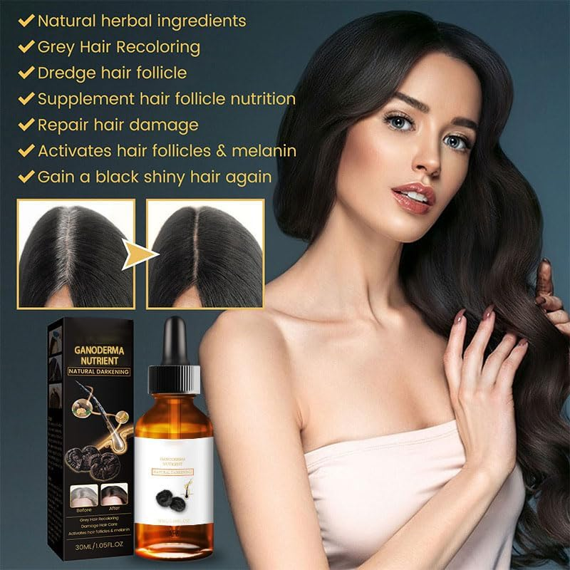 Grey Hair Treatment Serum, White to Black Natural Colour Restorative Nourishing Products anti Hair Loss Treatment for Men Women - 5Pcs image number 5