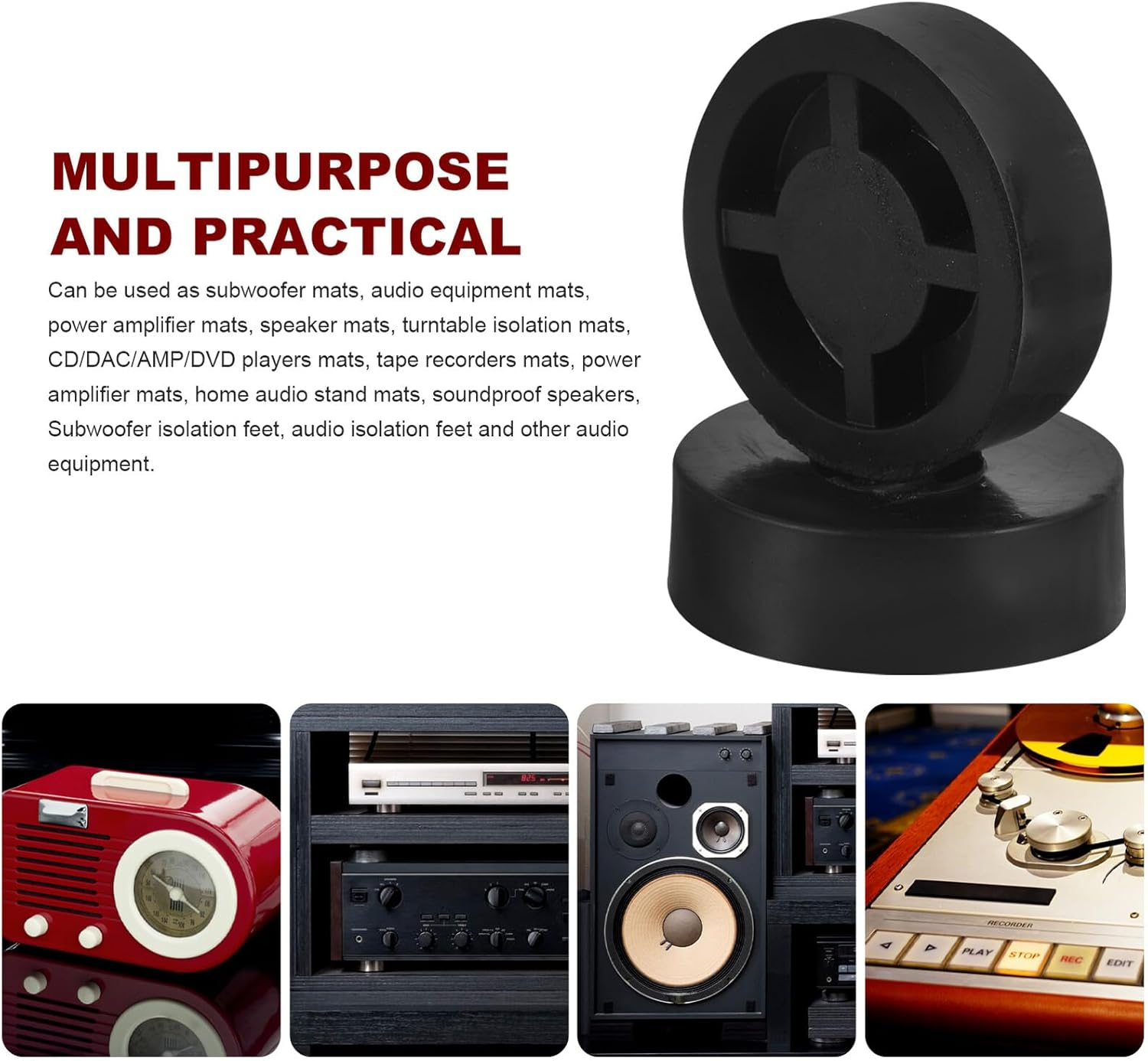 LIGIGWASH 4Pcs Rubber Speaker Isolation Feet Pads for Turntable Amplifier Subwoofer Vibration Dampening Audio Foot Cushions Protect Hardwood Floors Non-Oxidizing Anti-Noise Pads for Hifi image number 4