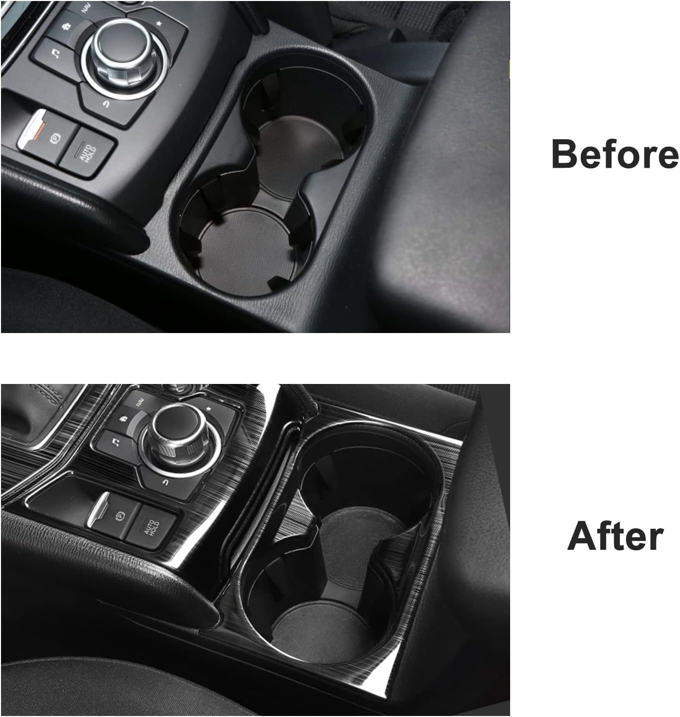 ANFOKAS for Mazda CX5 2024 2023 2022 2021 2020 2019 2018 2017 Car Center Console Armrest Cup Holder Frame Gear Panel Cover Trim for Mazda CX5 Accessories -Stainless Steel Black