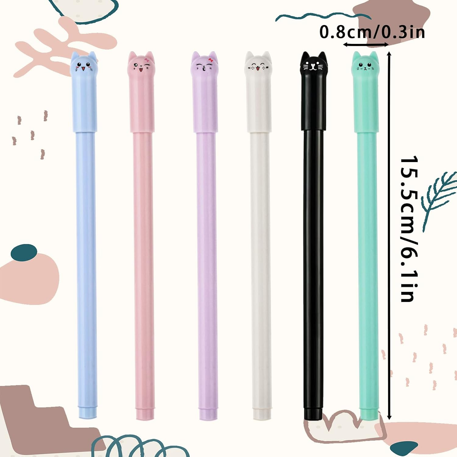 12PCS Kawaii Cat Pens 0.5Mm Black Ink Cute Animal Gel Pen Cats Style Pencils, Kitten Stationary Supplies Fine Point Ball Pens Nice Fun Themed Gifts for Cat Lovers Women Kids School and Office Use (12) image number 6