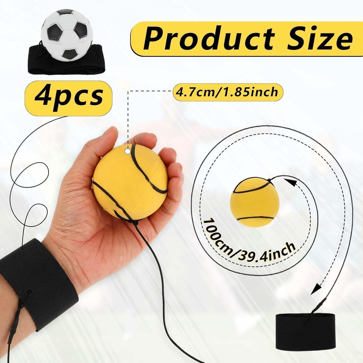 Return Ball Rubber Sport Ball with Wrist Strap and String Rebound Bouncy Balls Wrist Rebound Toy on Elastic String Toy for Teens Adults Exercise Play image number 2