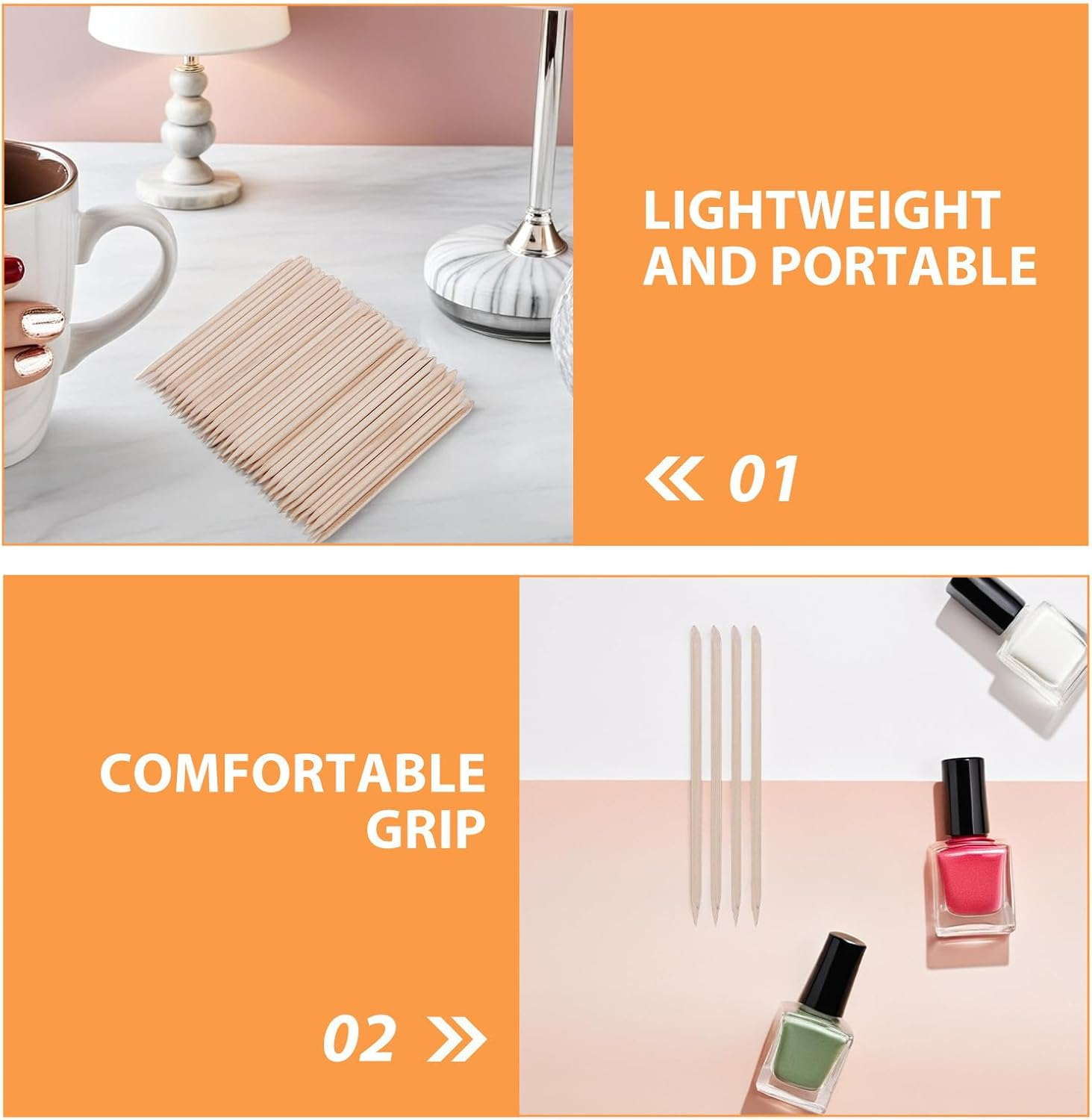 CIYODO 600PCS Bamboo Nail Manicure Sticks: Sticks for Cuticle Remover Nail Art Dotting - Length 11.4Cm - Double Tip for Pushing Removing Cuticle and Applying Decorations image number 5