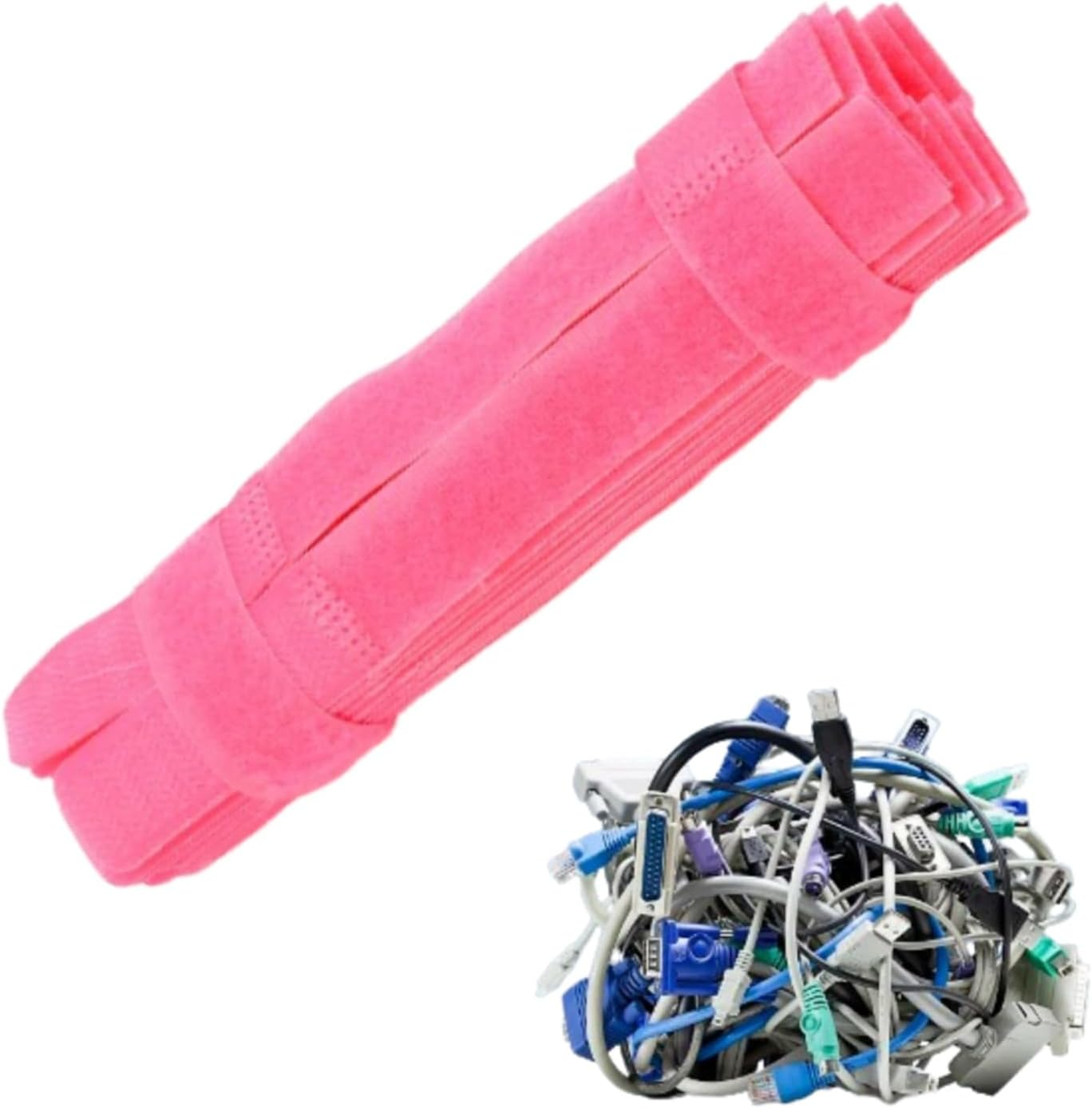 50PCS Reusable Fastening Cable Ties, Cord Organizer Ties Electrical Cord Organizer Cable Management Straps Wire Ties for Office Home Data Centers(Light Blue) - Black image number 5