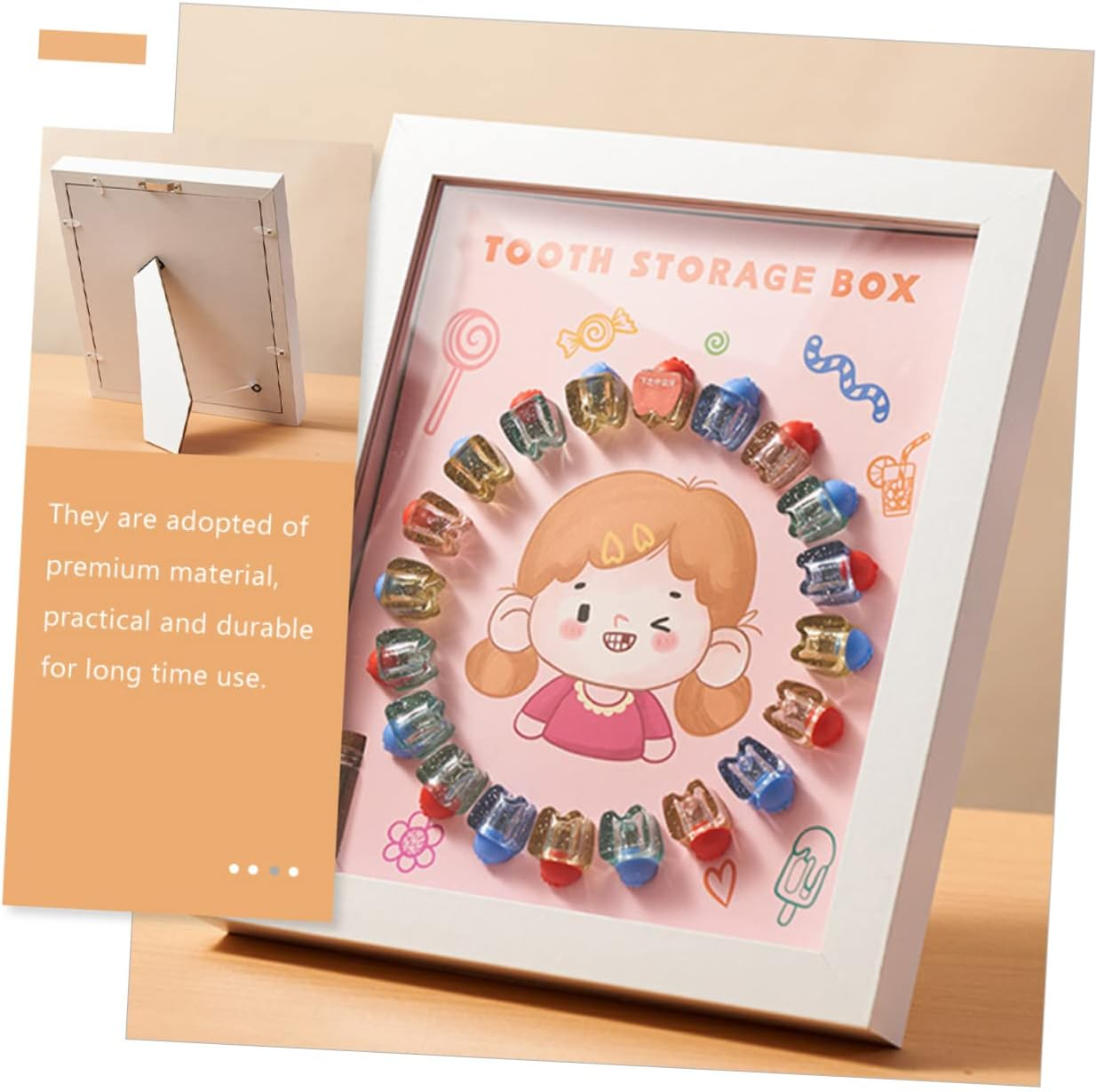 GALPADA Baby Tooth Box and Keepsake Case for Kids Crystal Design, White Frame Small Princess Style, Baby Teeth Holder and Memorial Storage for Boys and Girls image number 6