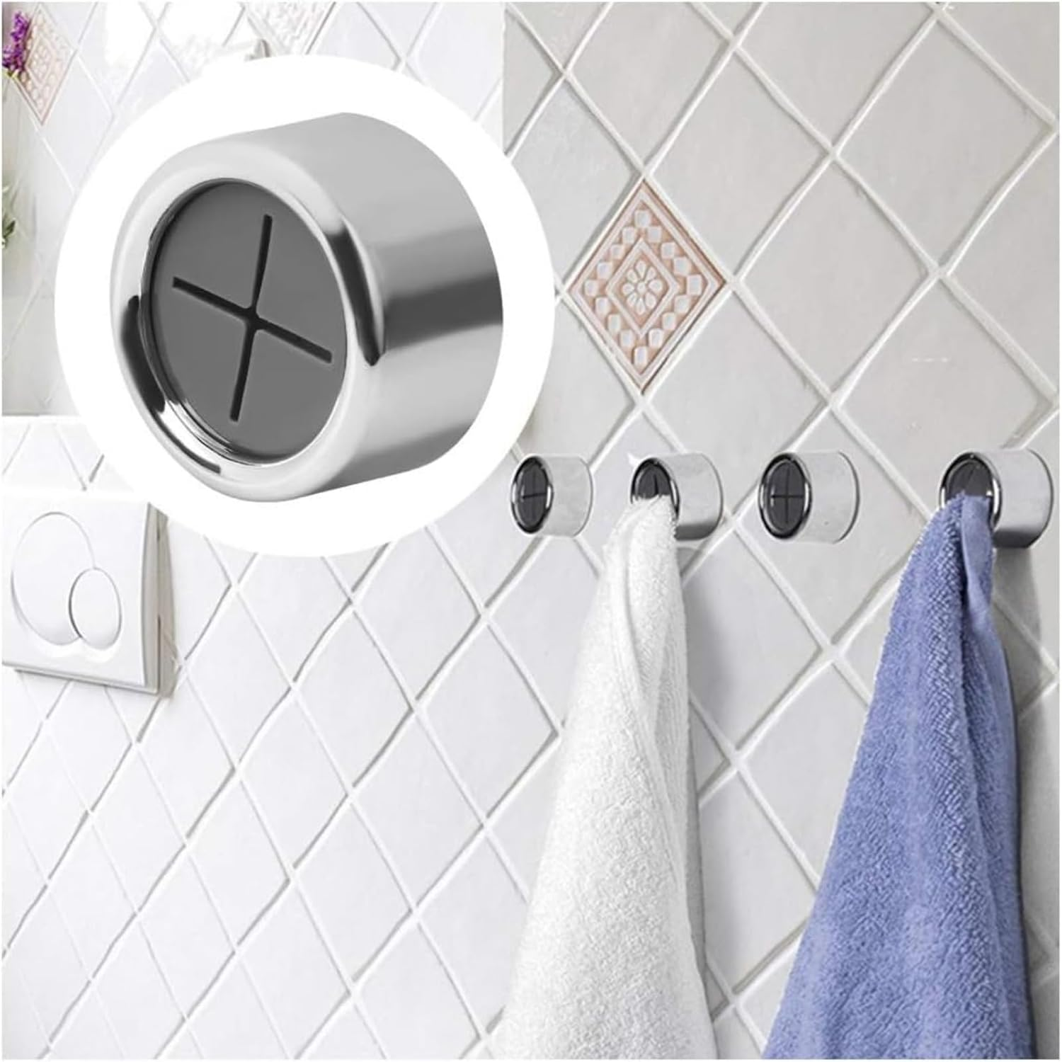 SNOKAY 6 Pcs round Self-Adhesive Tea Towel Holders - No Drilling Required - Push in Suction Hand Towel Holder Set - Easy Installation for Kitchen, Bathroom, and Home Use image number 4