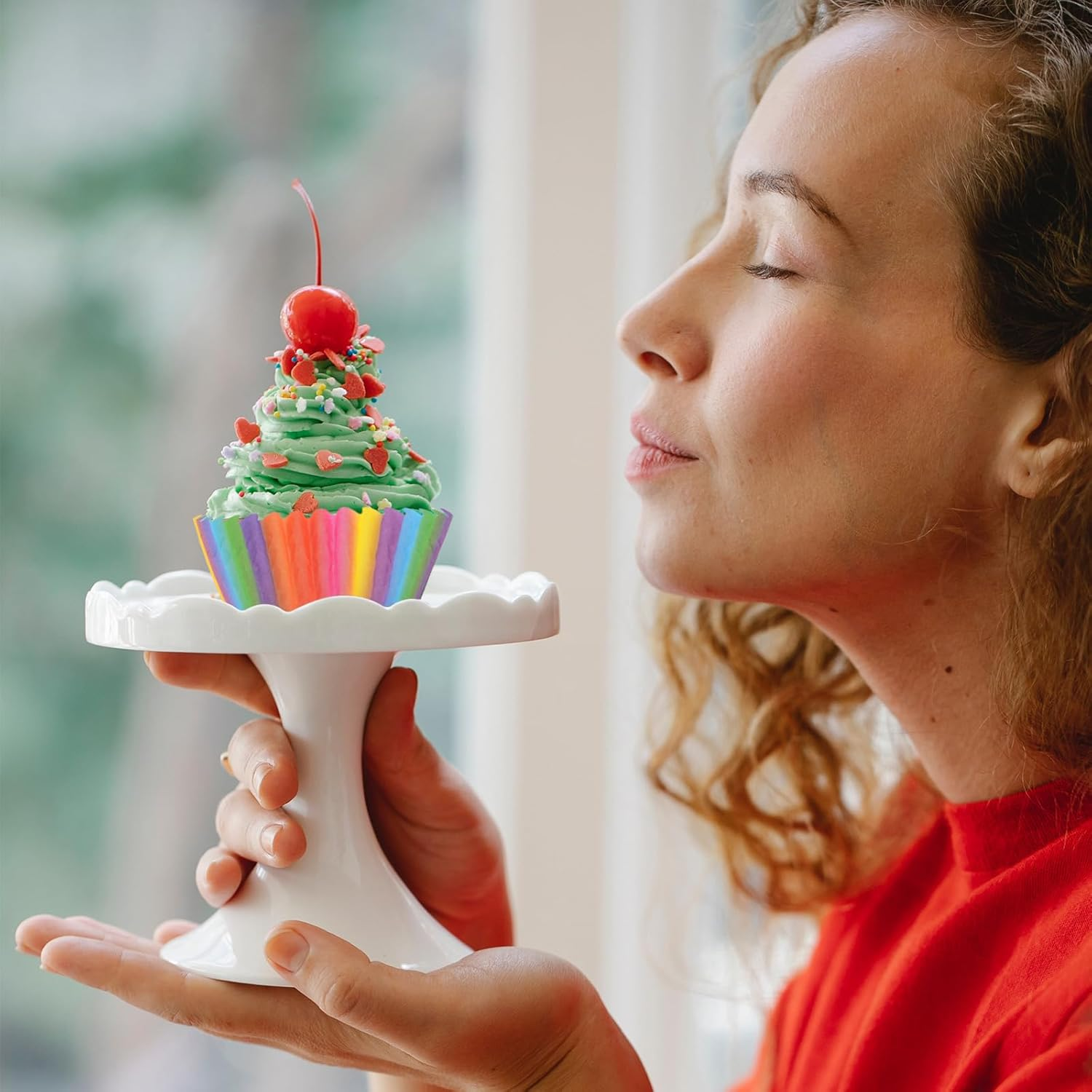 600 Pack Rainbow Cupcake Liners Cupcake Baking Cups Standard Size Rainbow Muffin Liners for Wedding Birthday Pride Party Candy Cake Decorations Supplies(12 Styles) image number 6