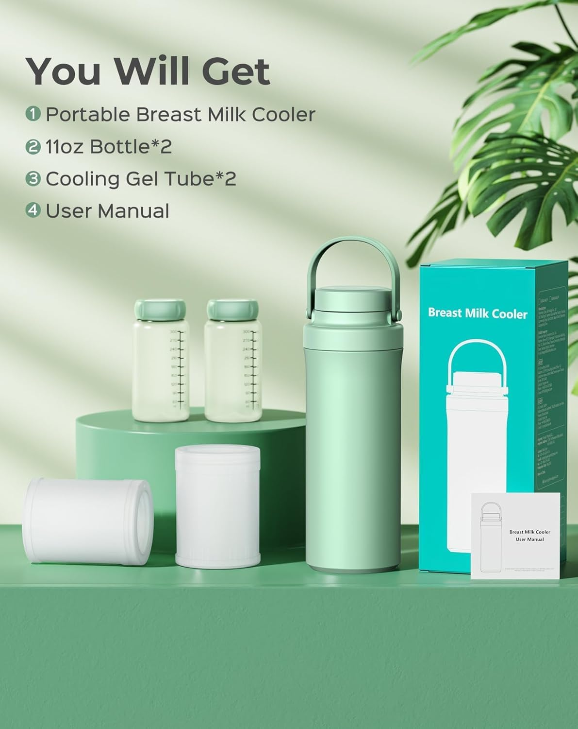 Portable Breast Milk Cooler Bottle, 360&deg;Cooling Technology for 24 Hours, 600Ml Larger Capacity Travel Breastmilk Chiller with 2Pcs Baby Bottles, Storage Container for Breastmilk, Bpa-Free image number 3