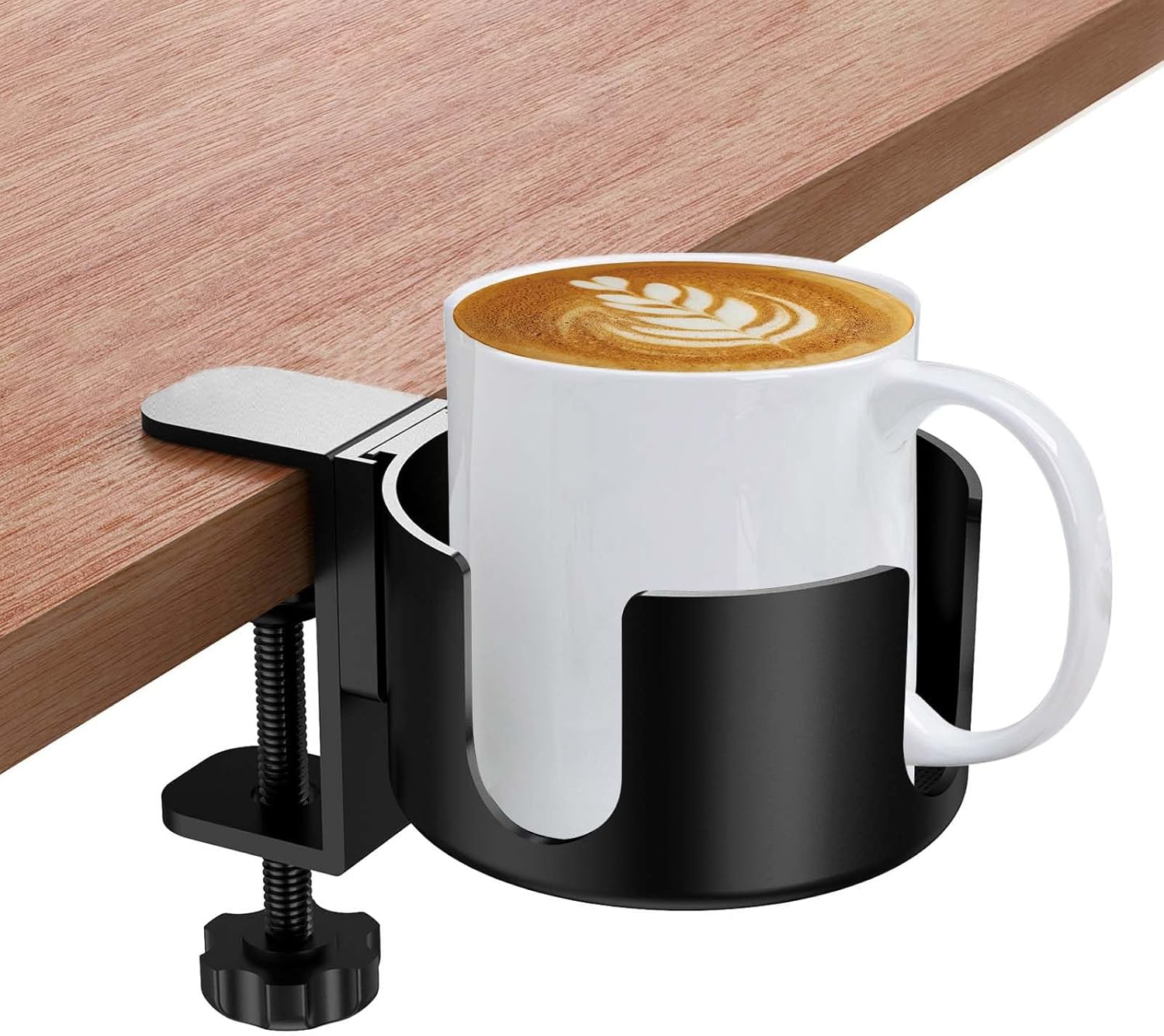 Creative Table Drink Holder, Desk Cup Holder Made of Aluminum Alloy, Adjustable Table Cup Holder Clamp, Desk Bottle Holder Easy to Install, for Water, Drinks, Coffee Cup (Black) image number 6